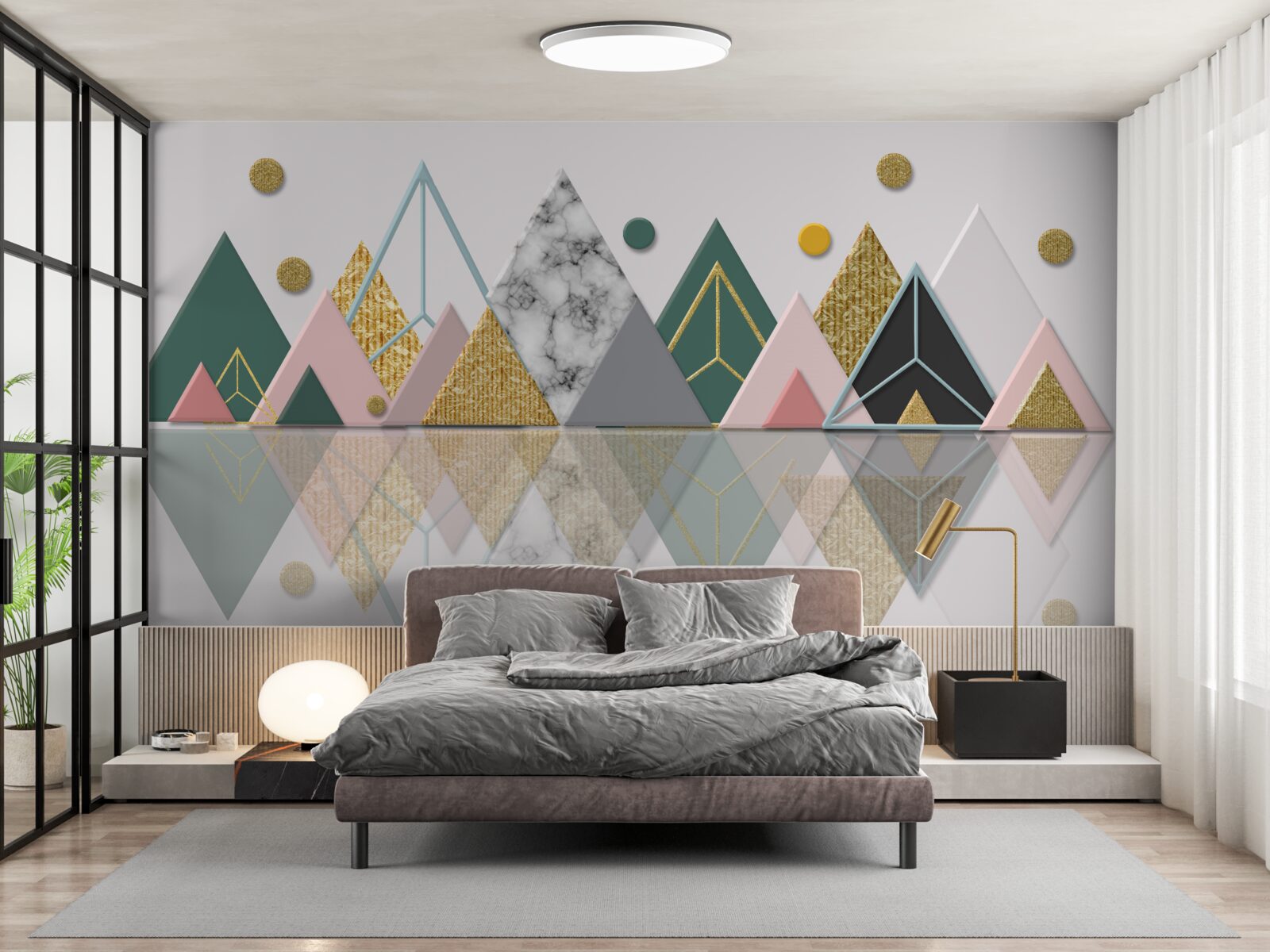 Fototapet reflecție a copacilor de toamnă pe suprafața apei