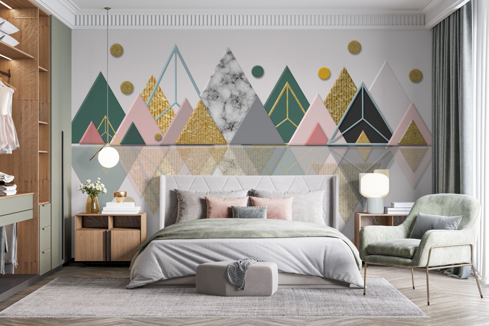 Fototapet reflecție a copacilor de toamnă pe suprafața apei