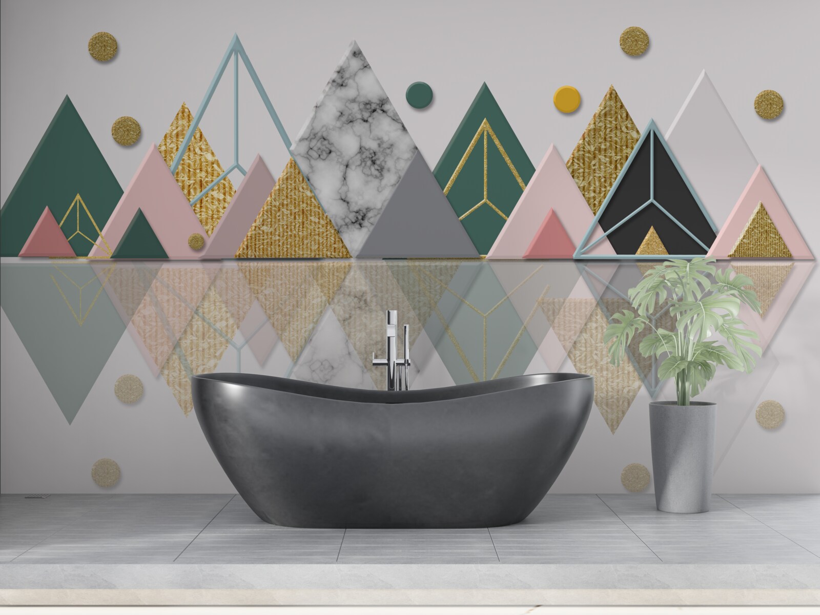 Fototapet reflecție a copacilor de toamnă pe suprafața apei