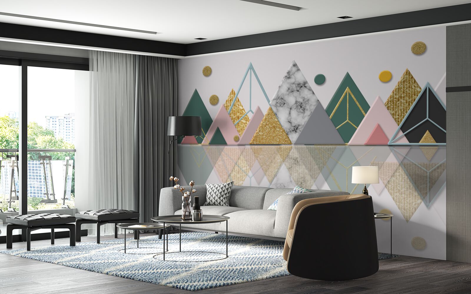 Fototapet reflecție a copacilor de toamnă pe suprafața apei