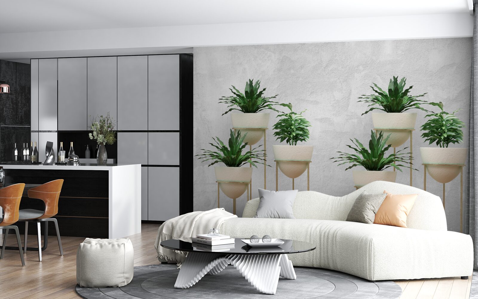 Fototapet flori verzi în ghivece delicate