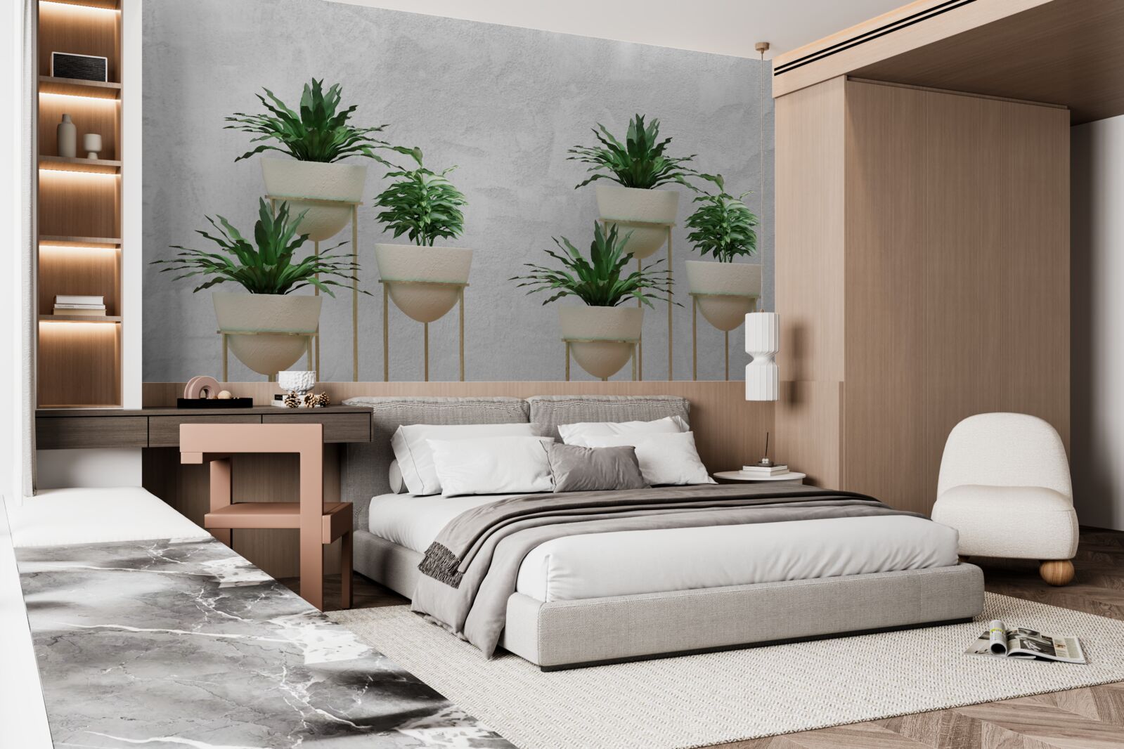 Fototapet flori verzi în ghivece delicate