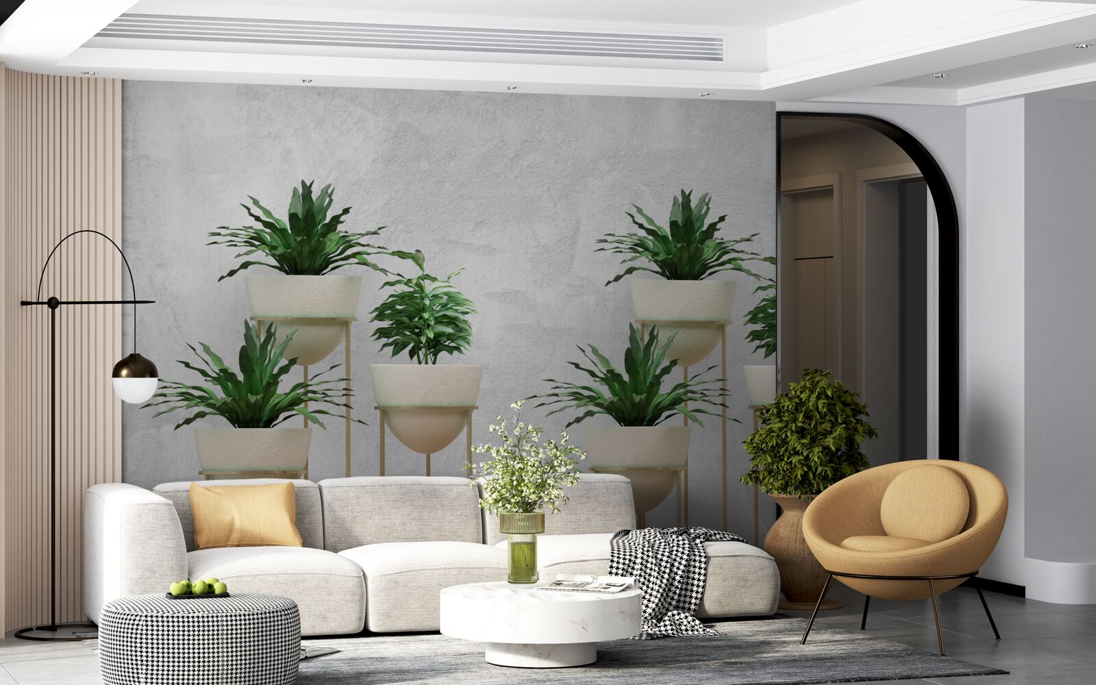 Fototapet flori verzi în ghivece delicate