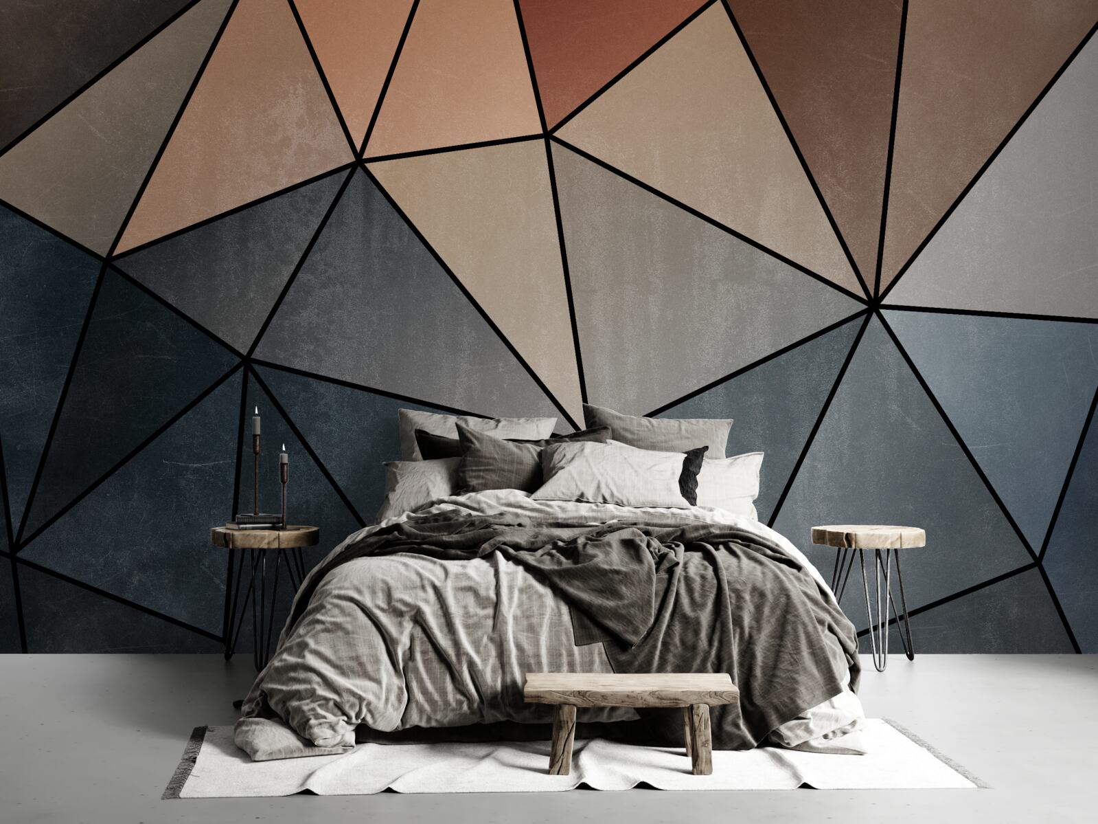 Fototapet figuri tridimensionale din lemn în culori blânde