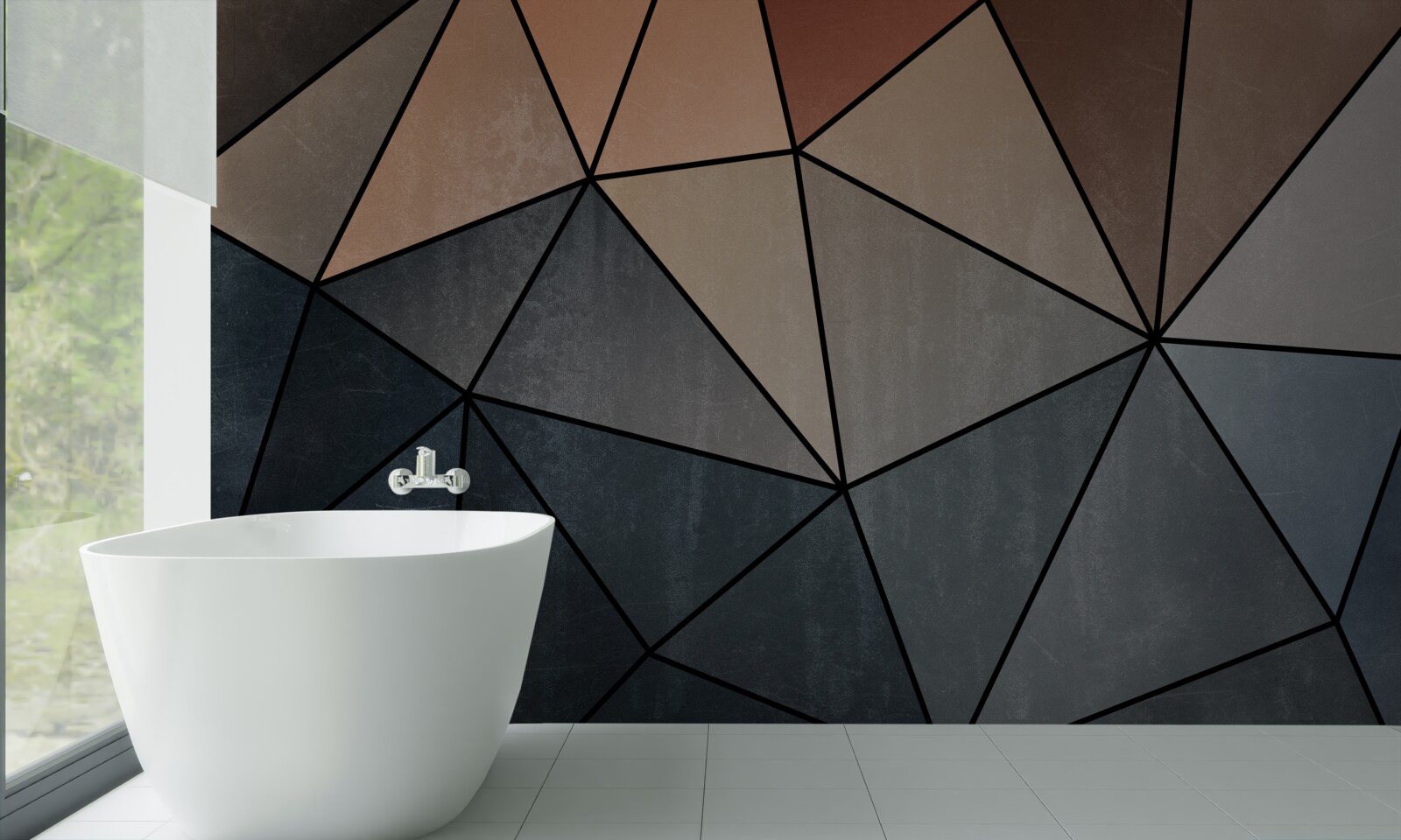 Fototapet figuri tridimensionale din lemn în culori blânde