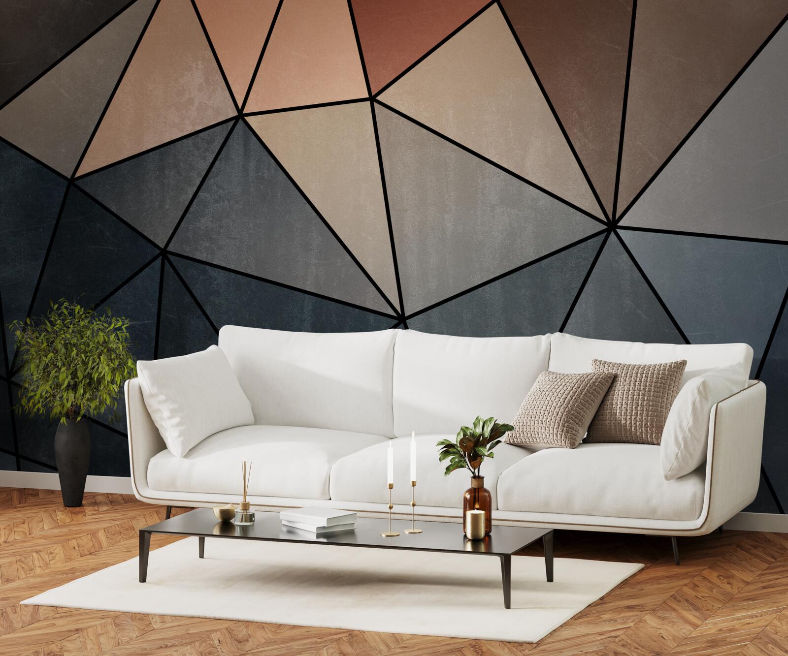 Fototapet figuri tridimensionale din lemn în culori blânde