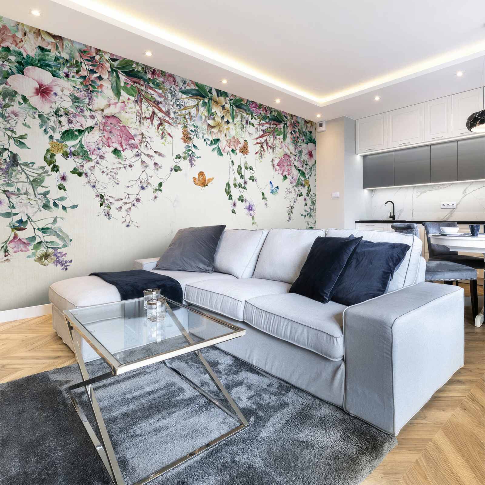 Fototapet o grădină în care plantele de pământ înfloresc vara