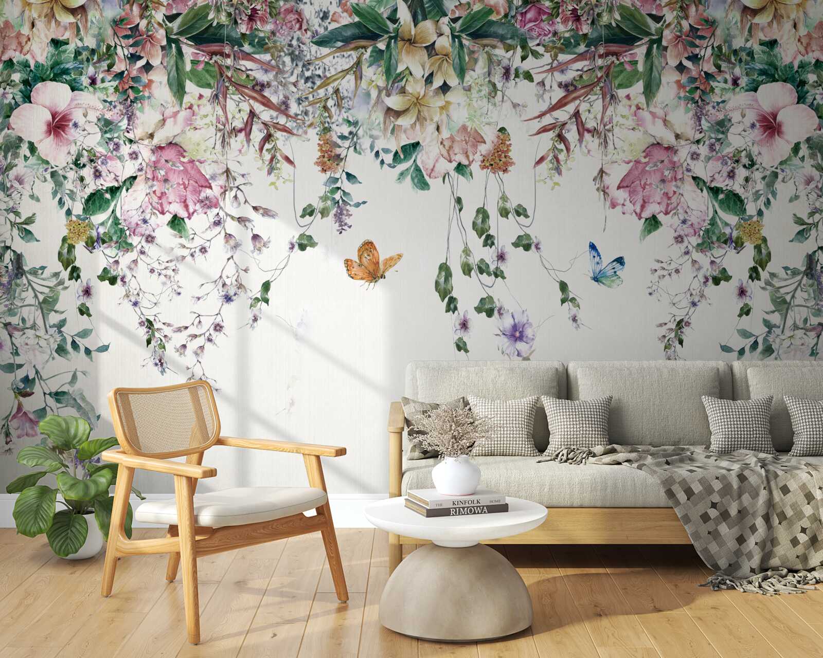 Fototapet o grădină în care plantele de pământ înfloresc vara