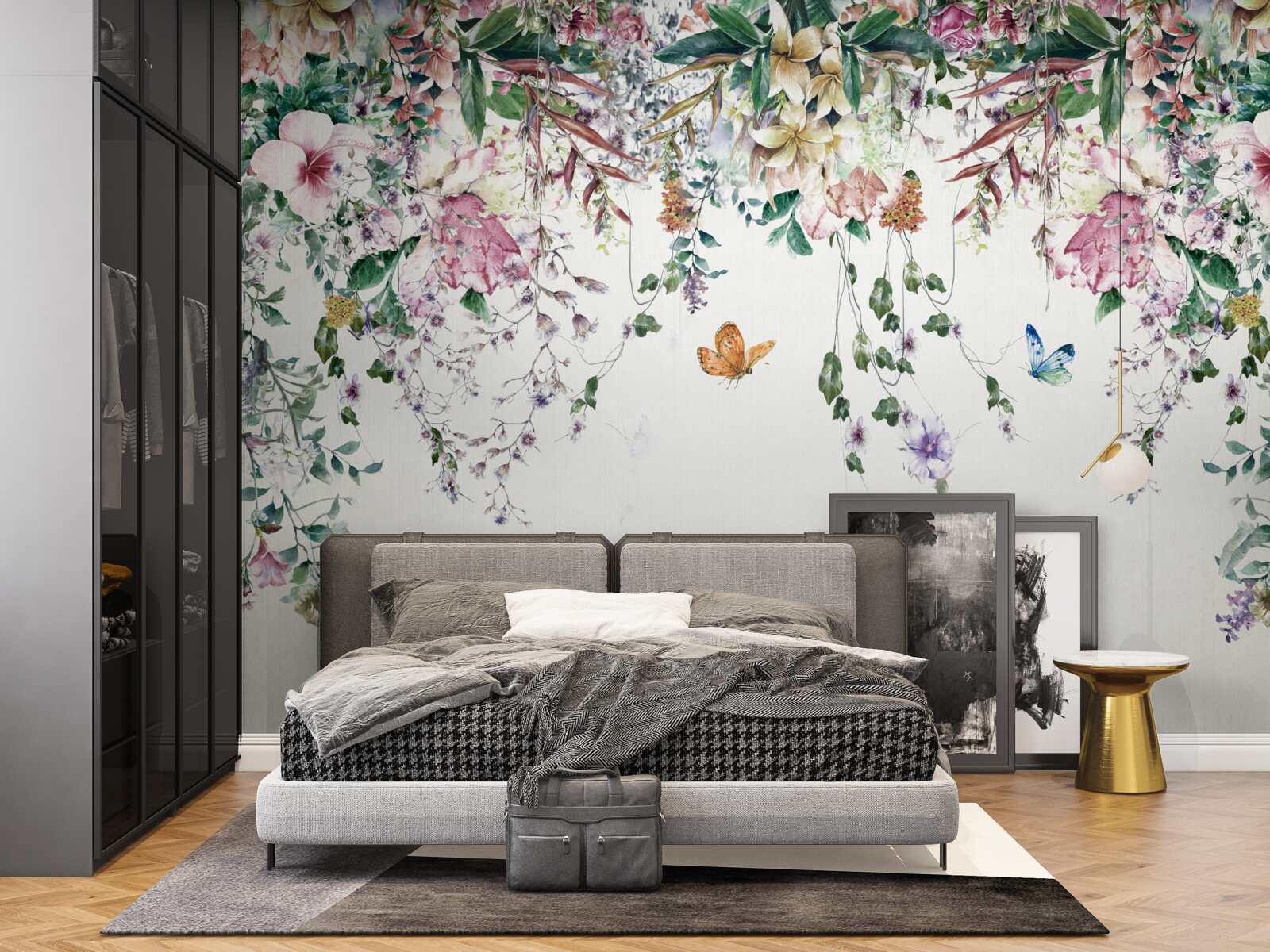 Fototapet o grădină în care plantele de pământ înfloresc vara