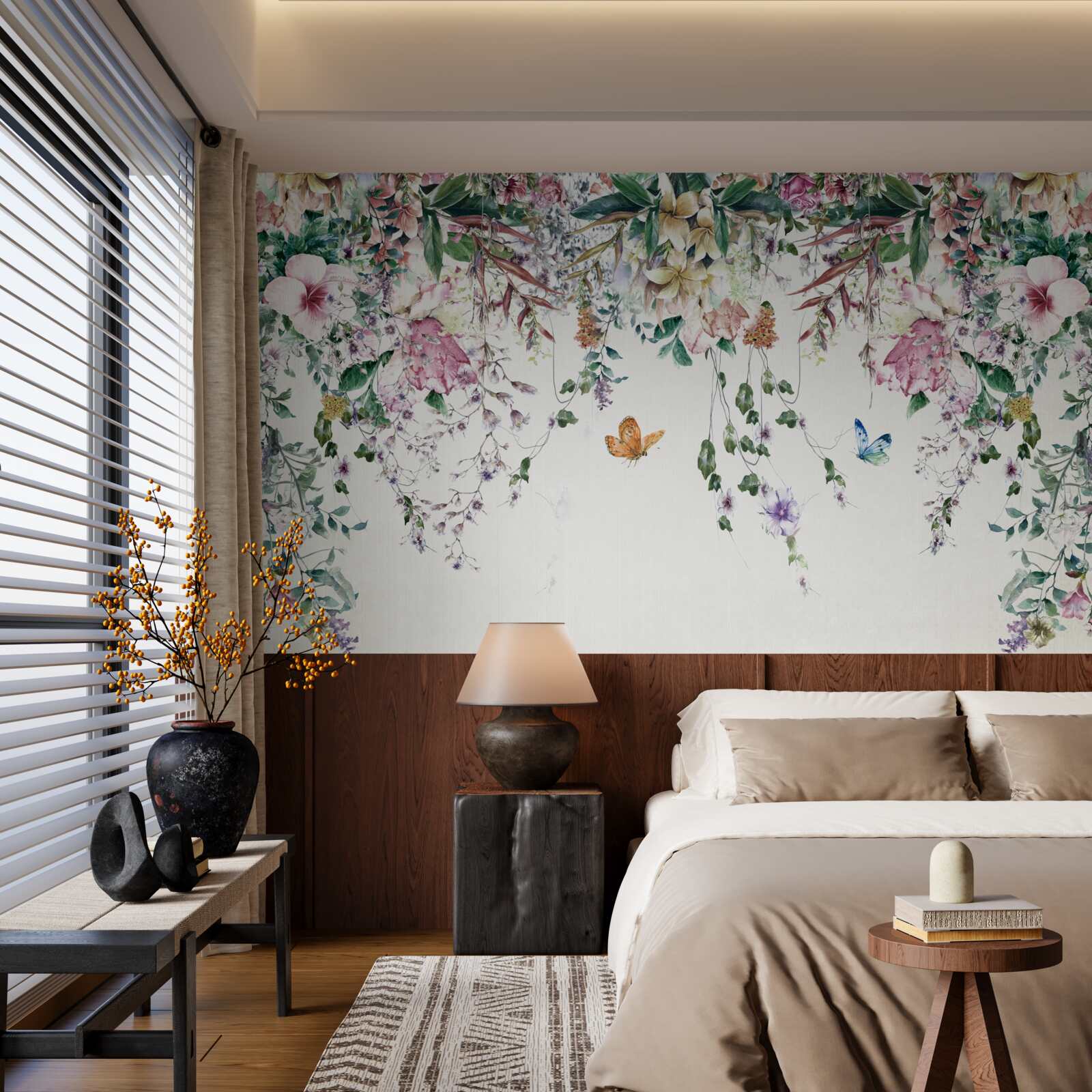 Fototapet o grădină în care plantele de pământ înfloresc vara