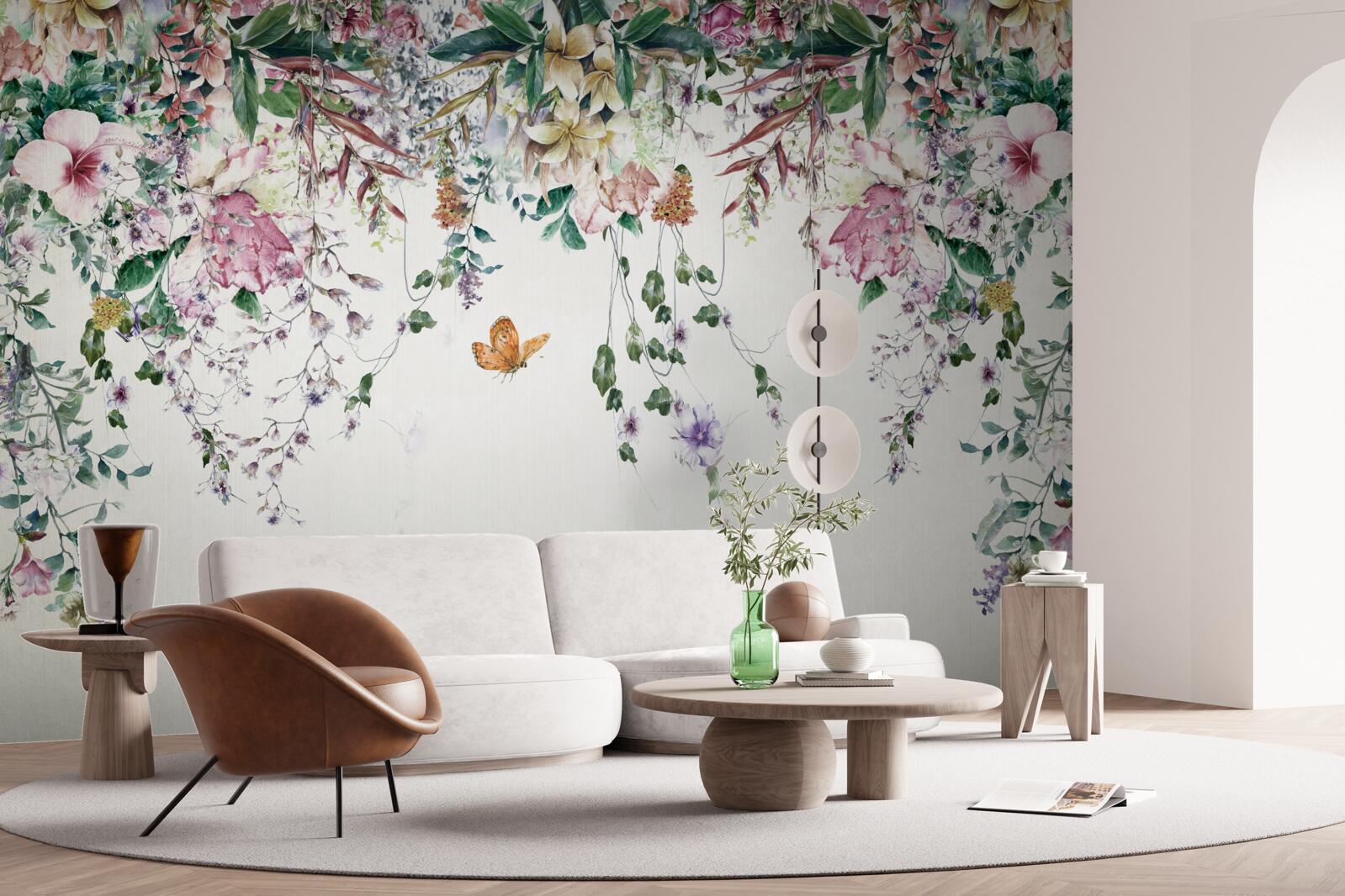 Fototapet o grădină în care plantele de pământ înfloresc vara