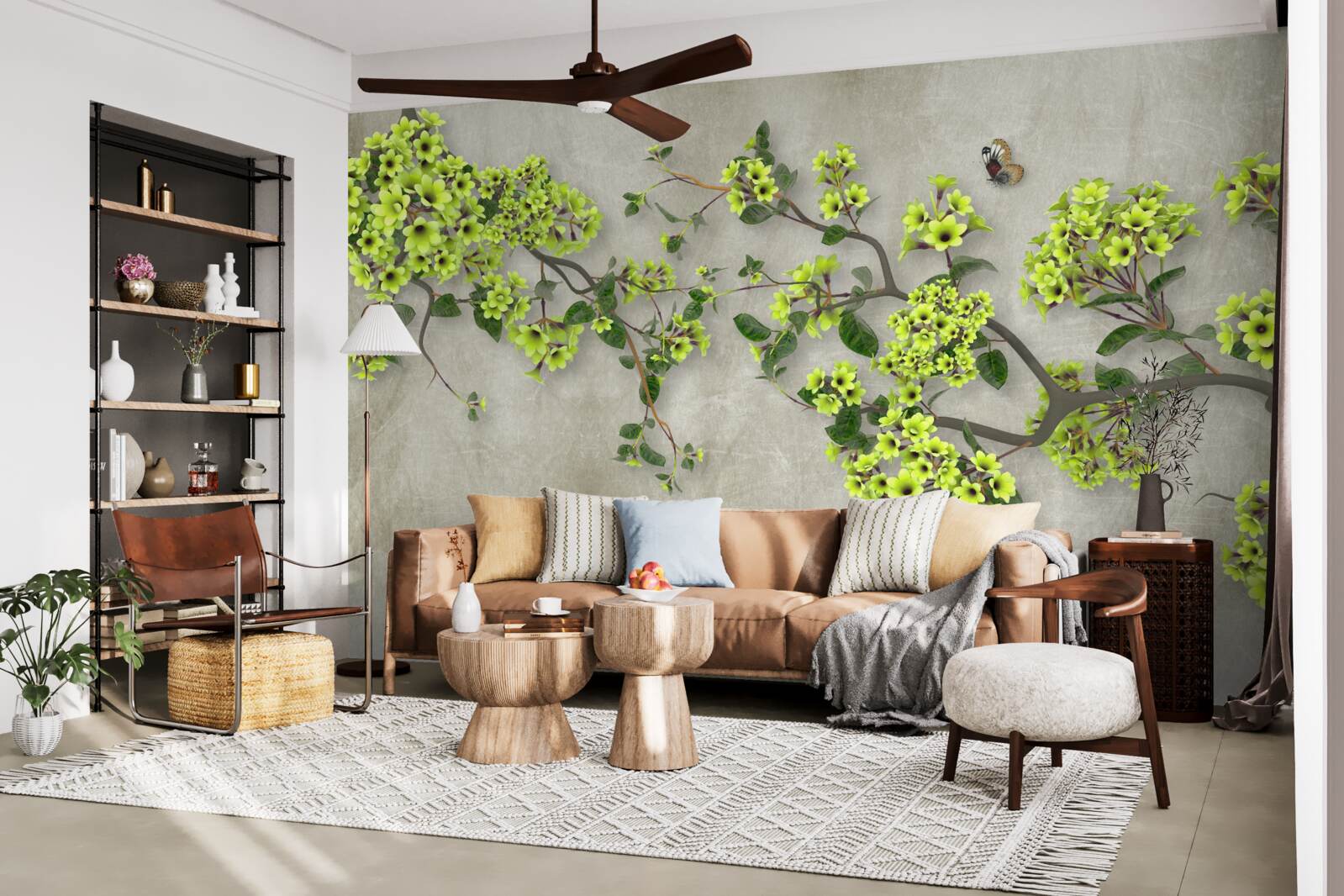 Fototapet ramură de magnolie presărată cu muguri verzi luxurianți