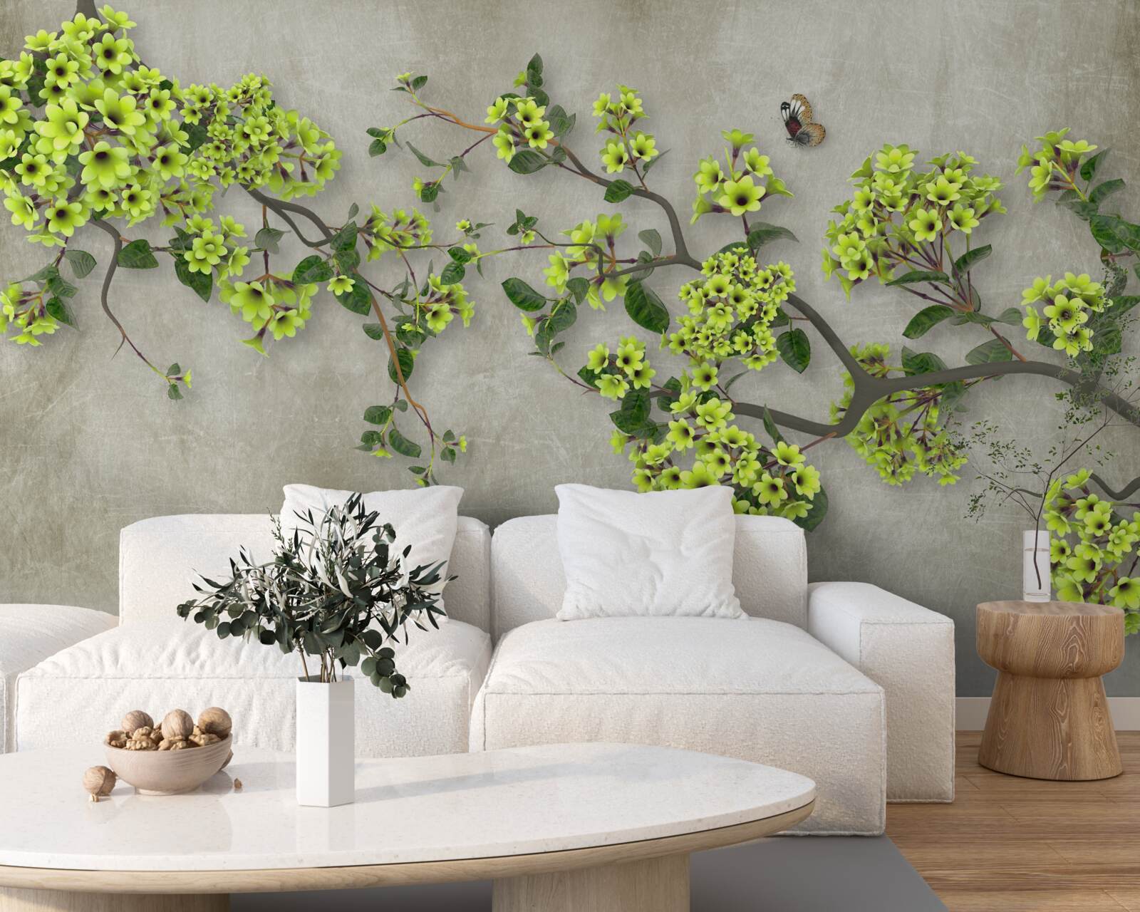 Fototapet ramură de magnolie presărată cu muguri verzi luxurianți