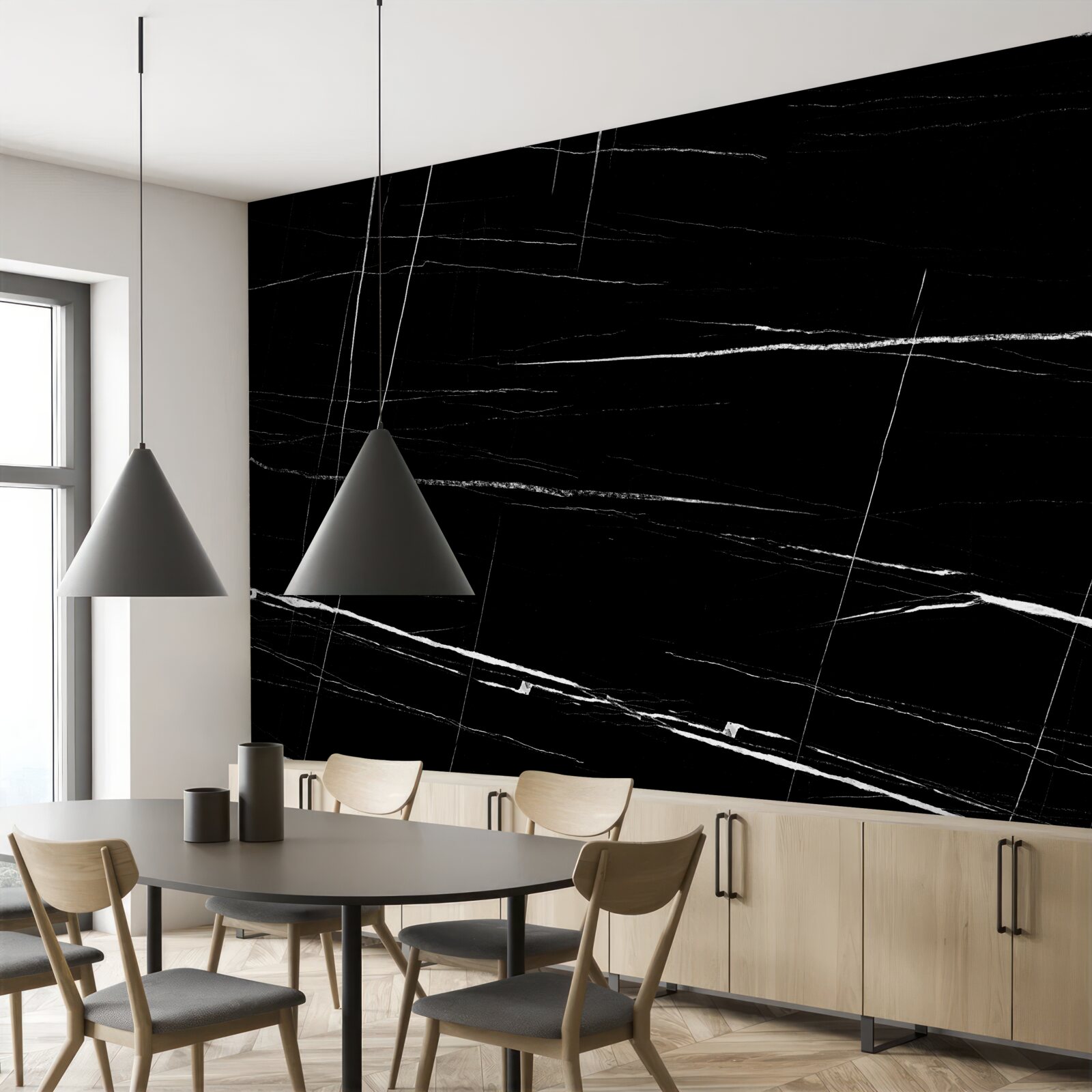 Fototapet fundal întunecat cu linii albe estompate