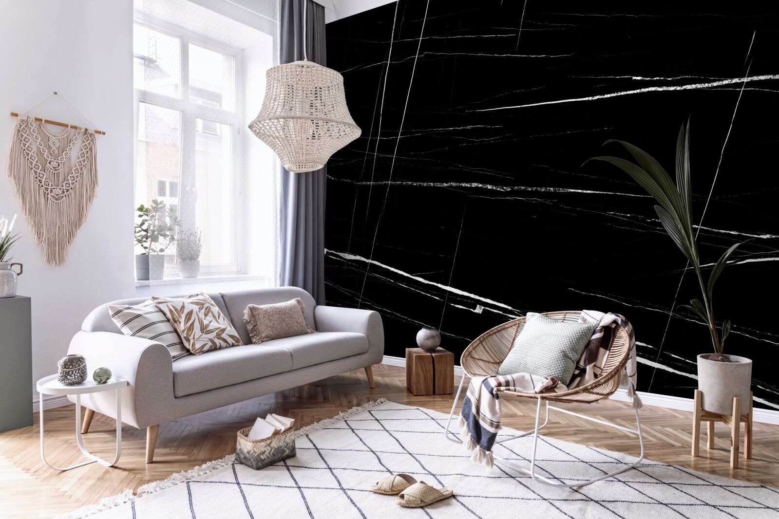 Fototapet fundal întunecat cu linii albe estompate