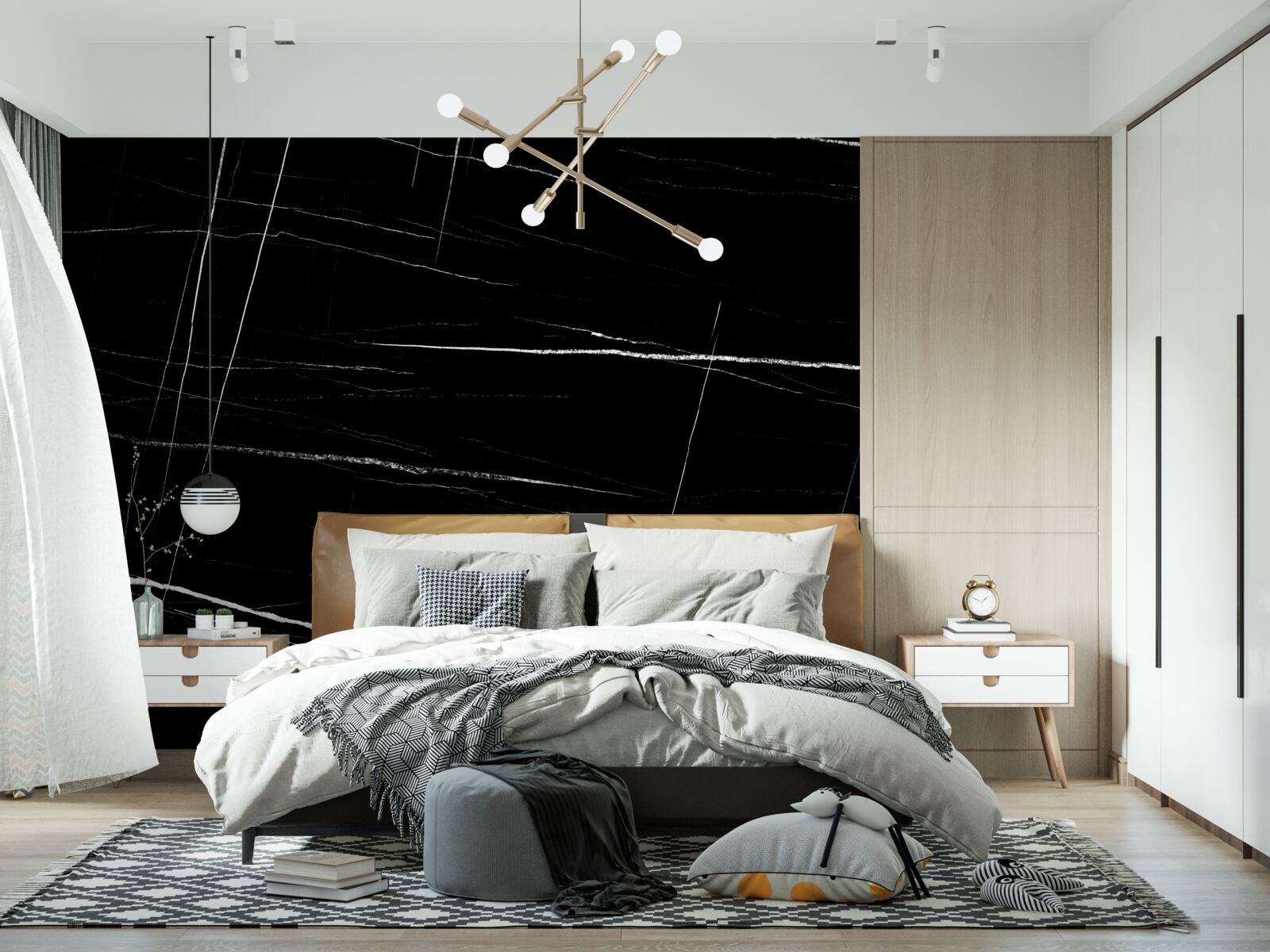 Fototapet fundal întunecat cu linii albe estompate