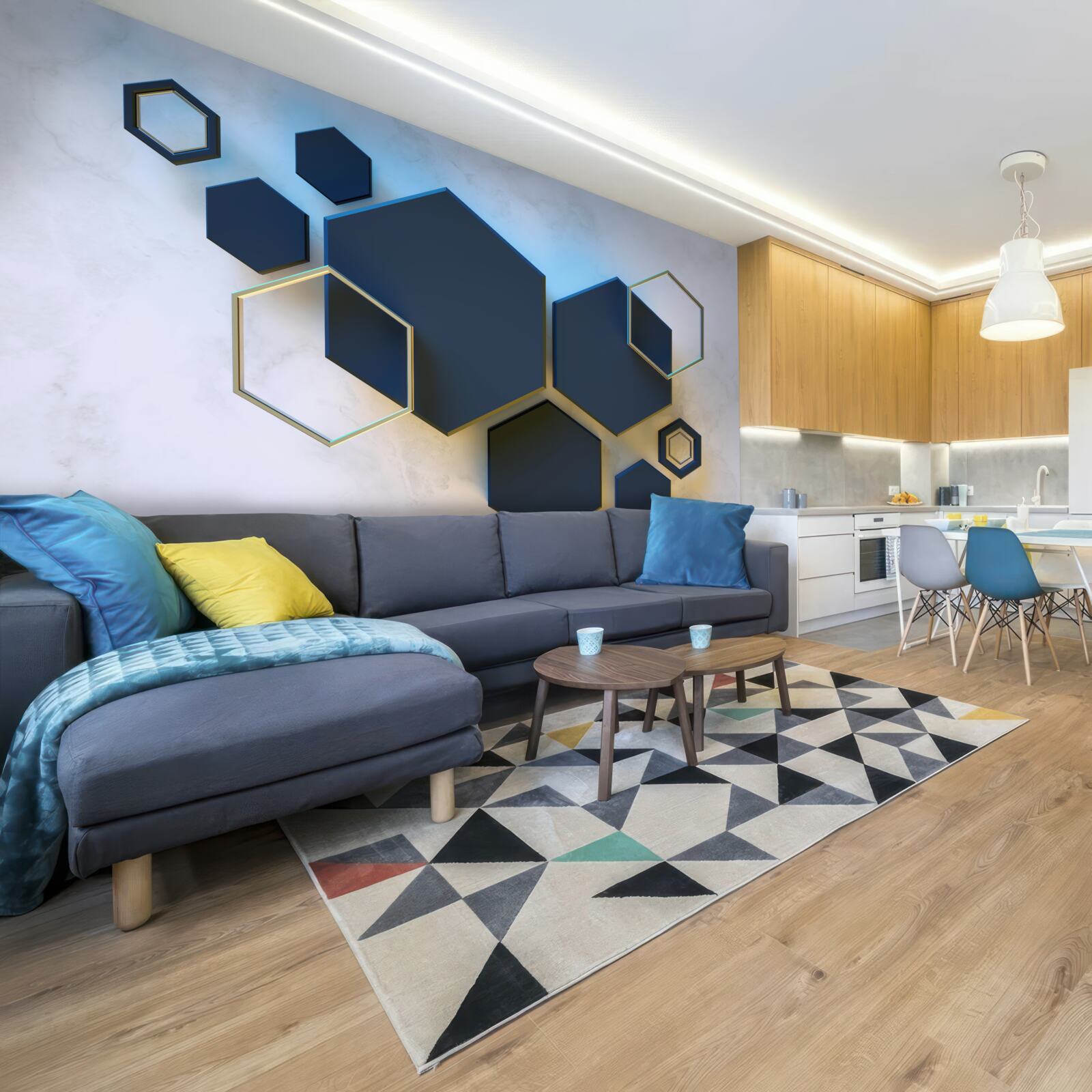 Fototapet hexagoane negre plutitoare