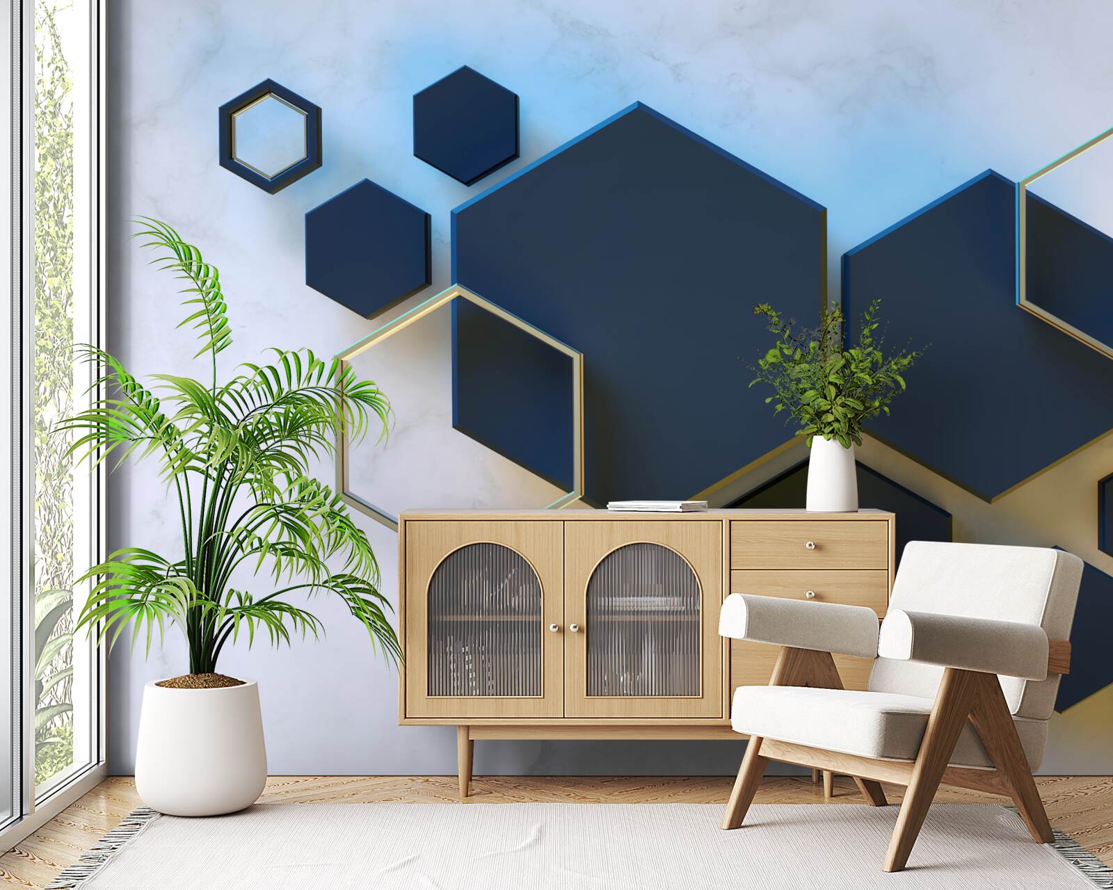 Fototapet hexagoane negre plutitoare