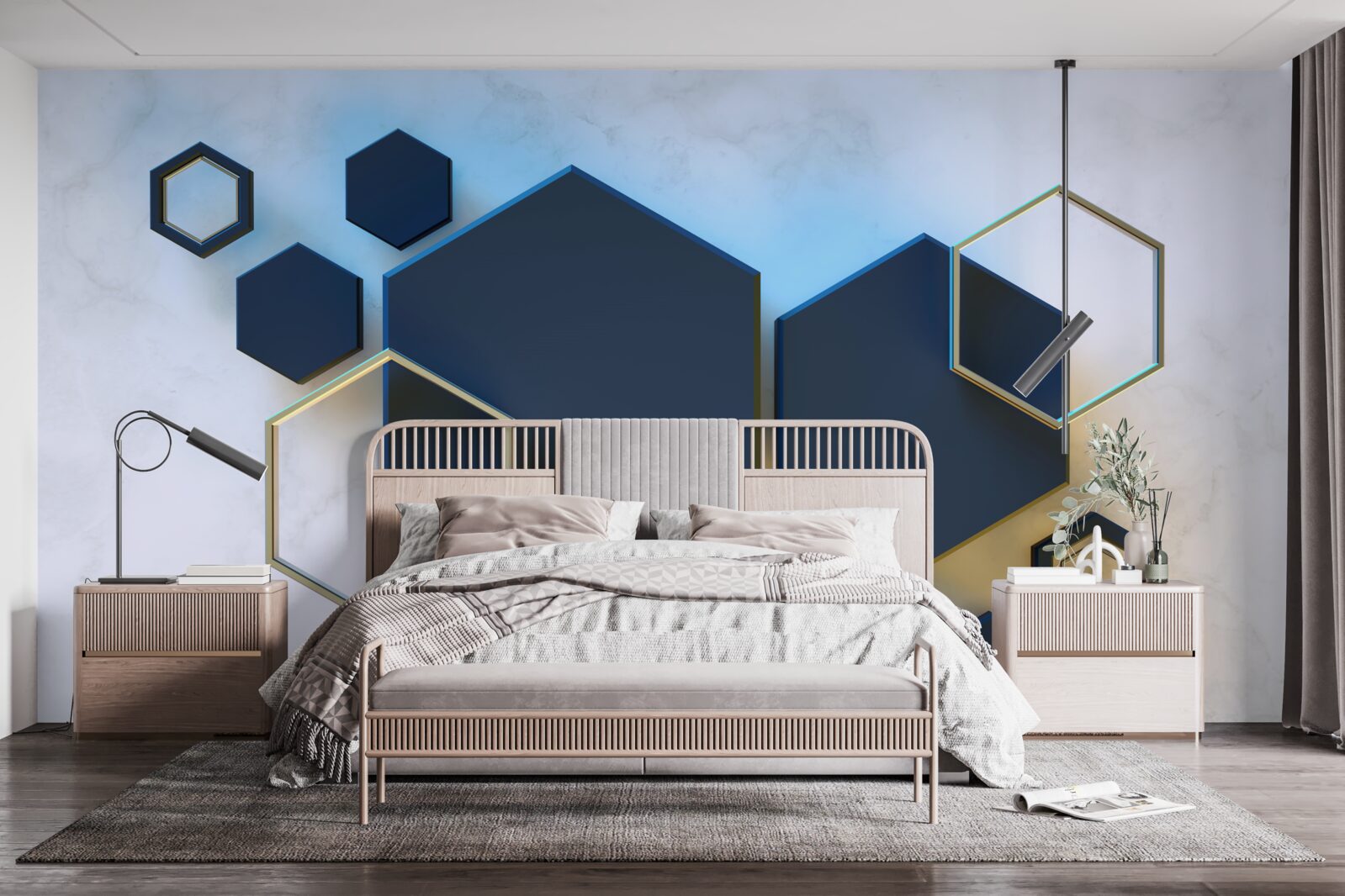 Fototapet hexagoane negre plutitoare