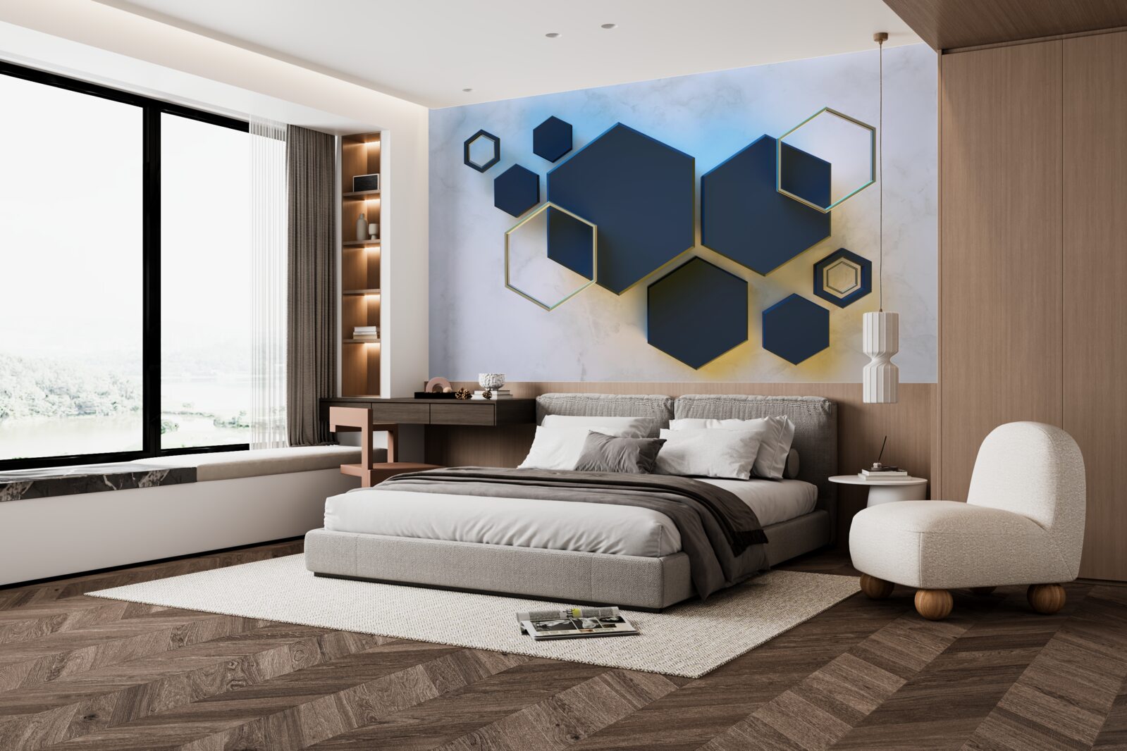 Fototapet hexagoane negre plutitoare