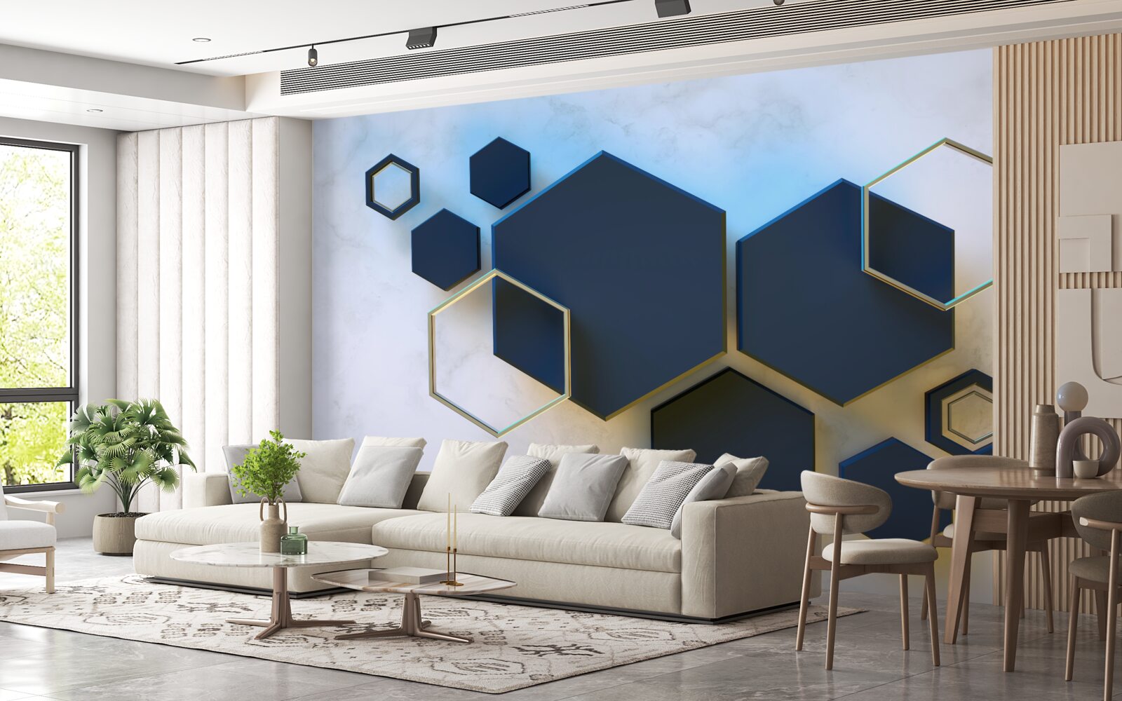 Fototapet hexagoane negre plutitoare