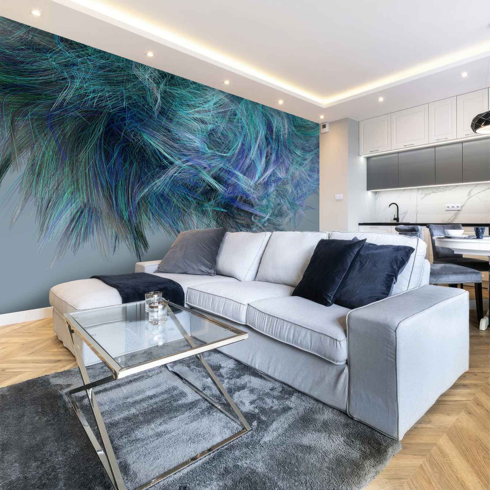 Fototapet buchet neobișnuit de pene multicolore