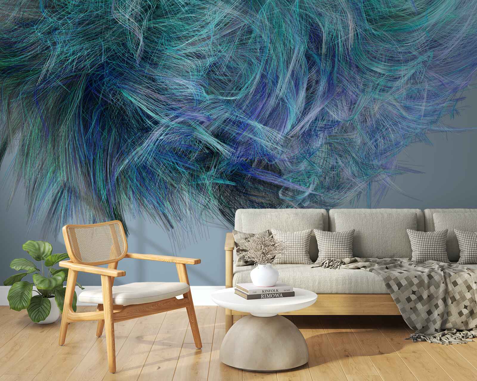 Fototapet buchet neobișnuit de pene multicolore