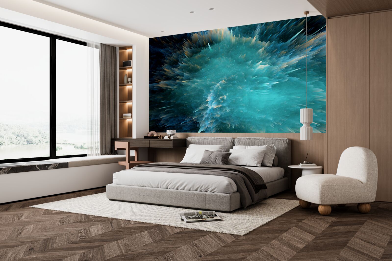 Fototapet o sclipire de pigmentare turcoaz viu