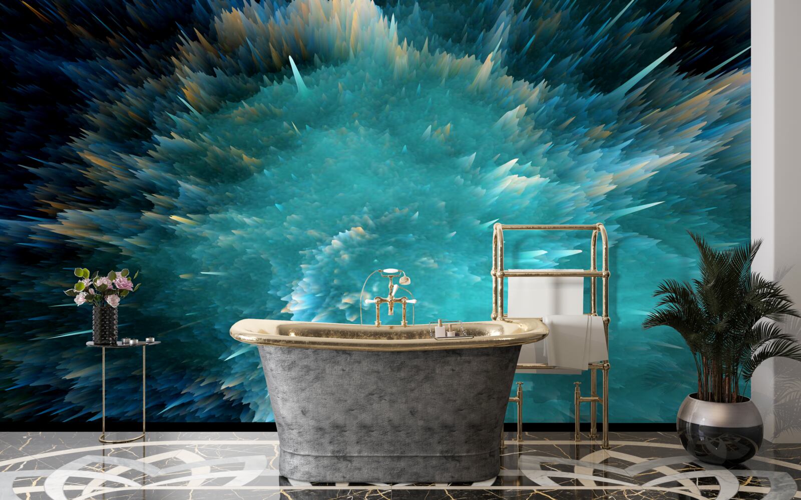 Fototapet o sclipire de pigmentare turcoaz viu