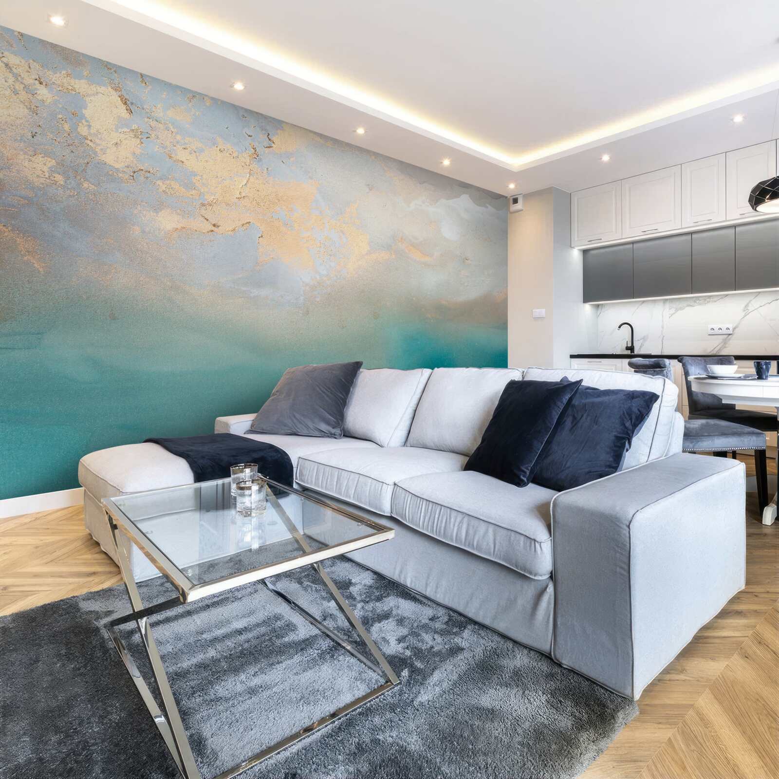 Fototapet Valuri de mare de culoare turcoaz, care se dezlănțuie violent