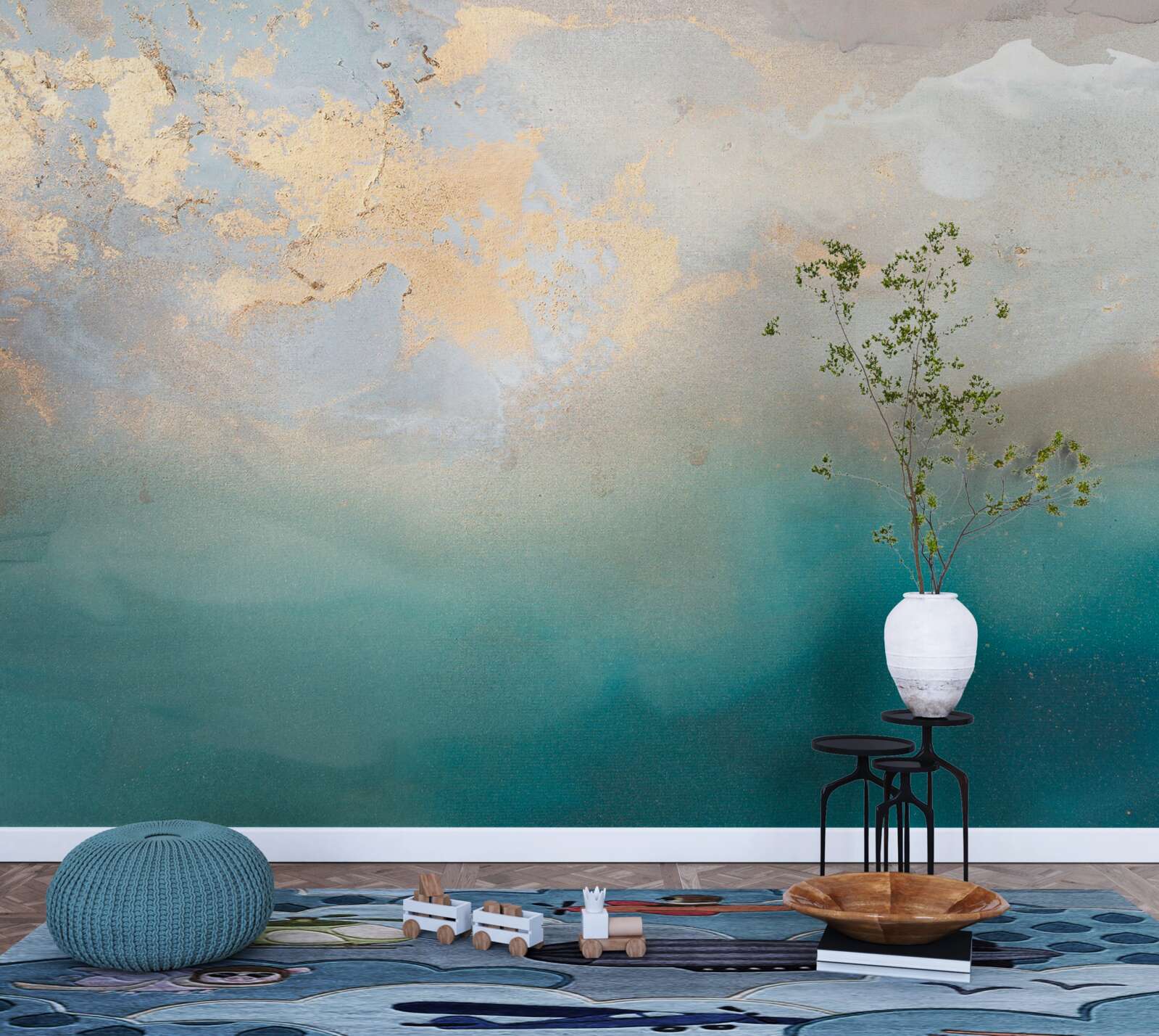 Fototapet Valuri de mare de culoare turcoaz, care se dezlănțuie violent