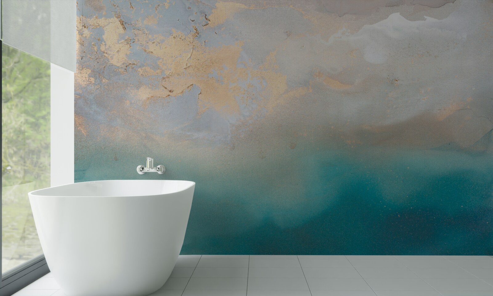 Fototapet Valuri de mare de culoare turcoaz, care se dezlănțuie violent