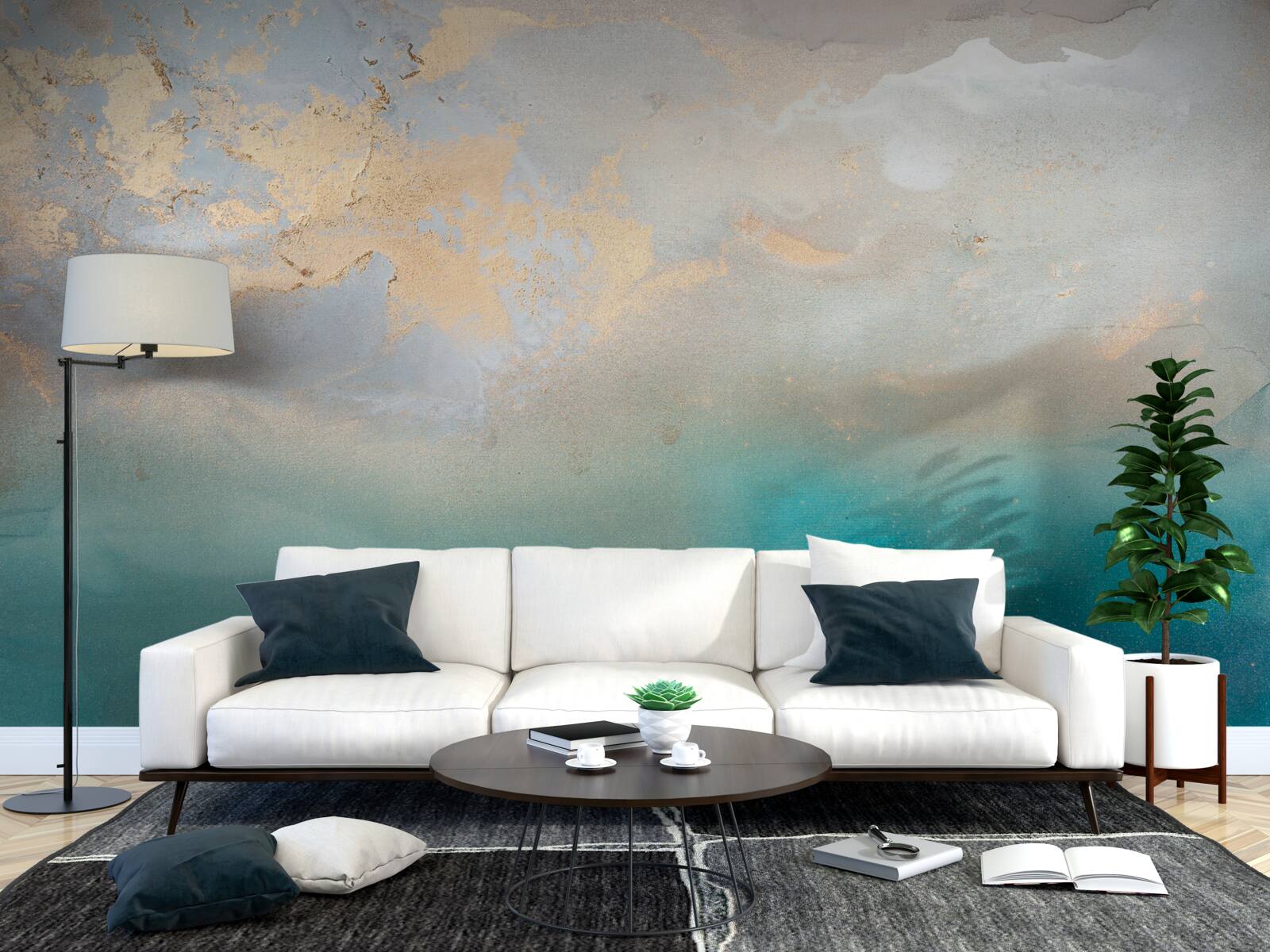 Fototapet Valuri de mare de culoare turcoaz, care se dezlănțuie violent