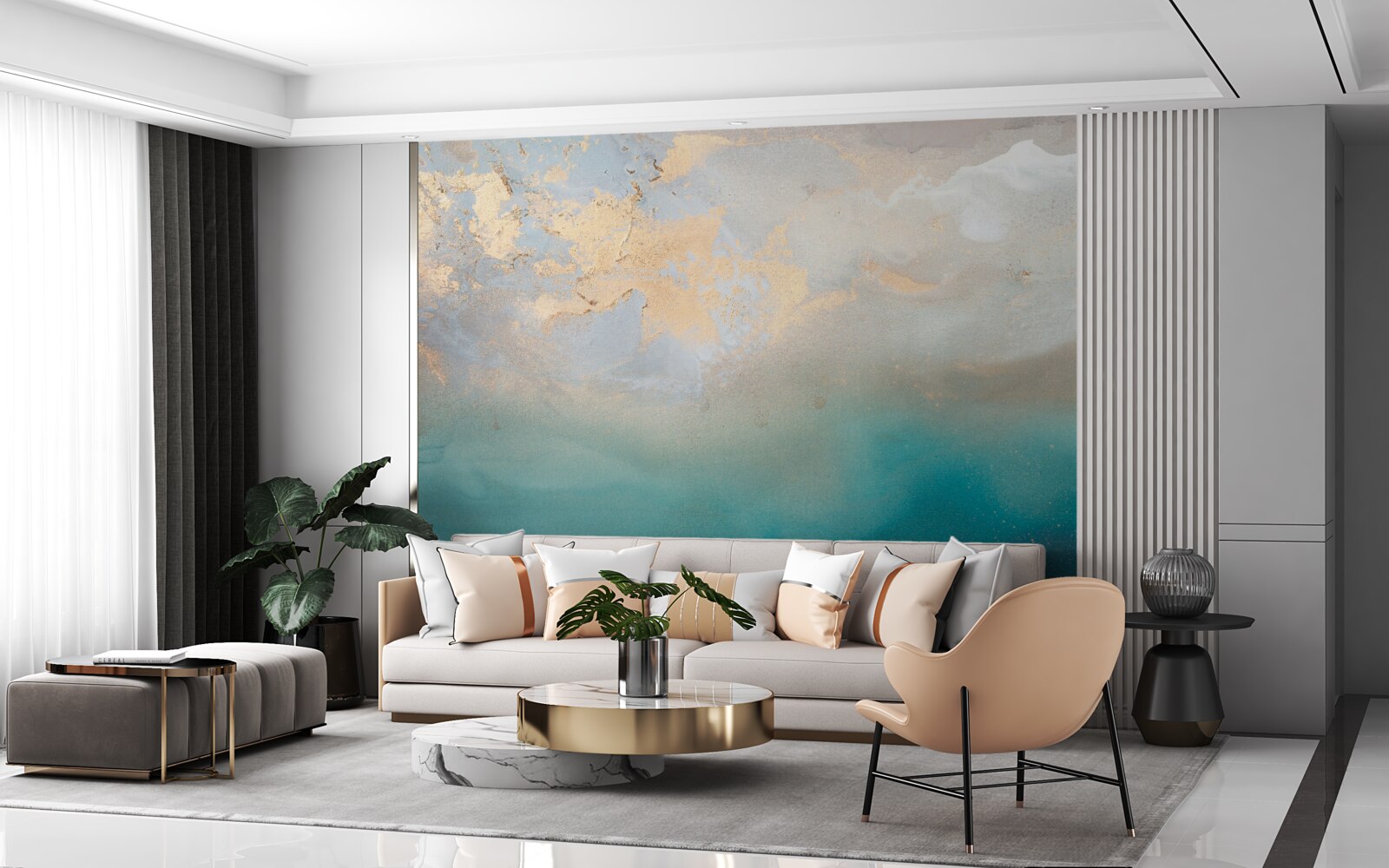 Fototapet Valuri de mare de culoare turcoaz, care se dezlănțuie violent