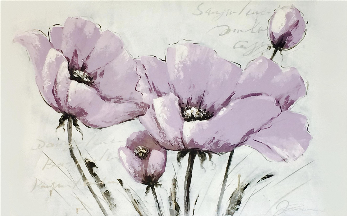 Fototapet pat de flori liliac mac de vară