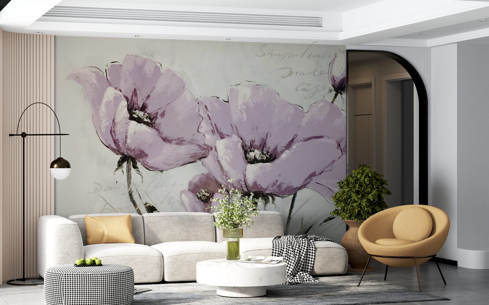 Fototapet pat de flori liliac mac de vară