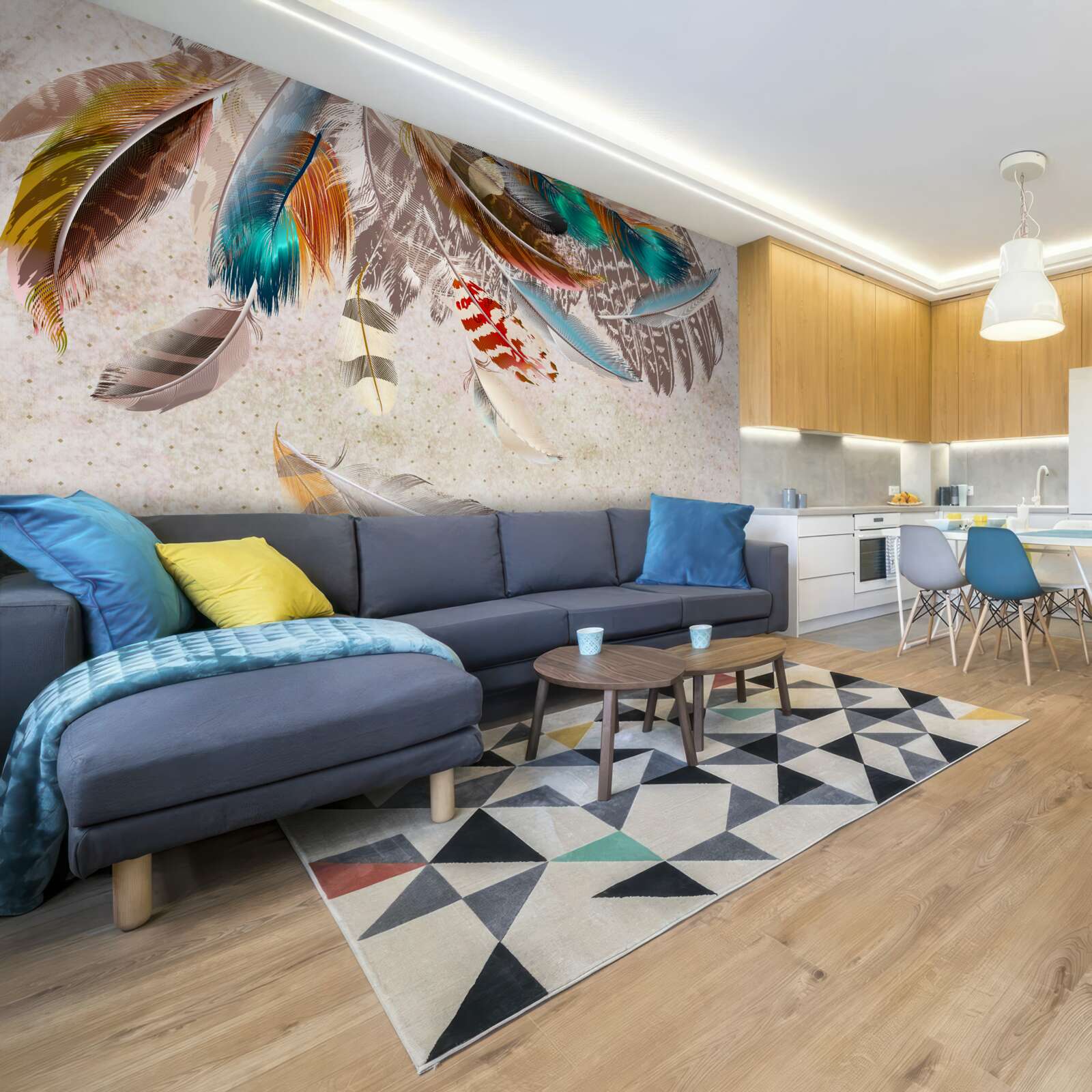 Fototapet căderea penelor multicolore