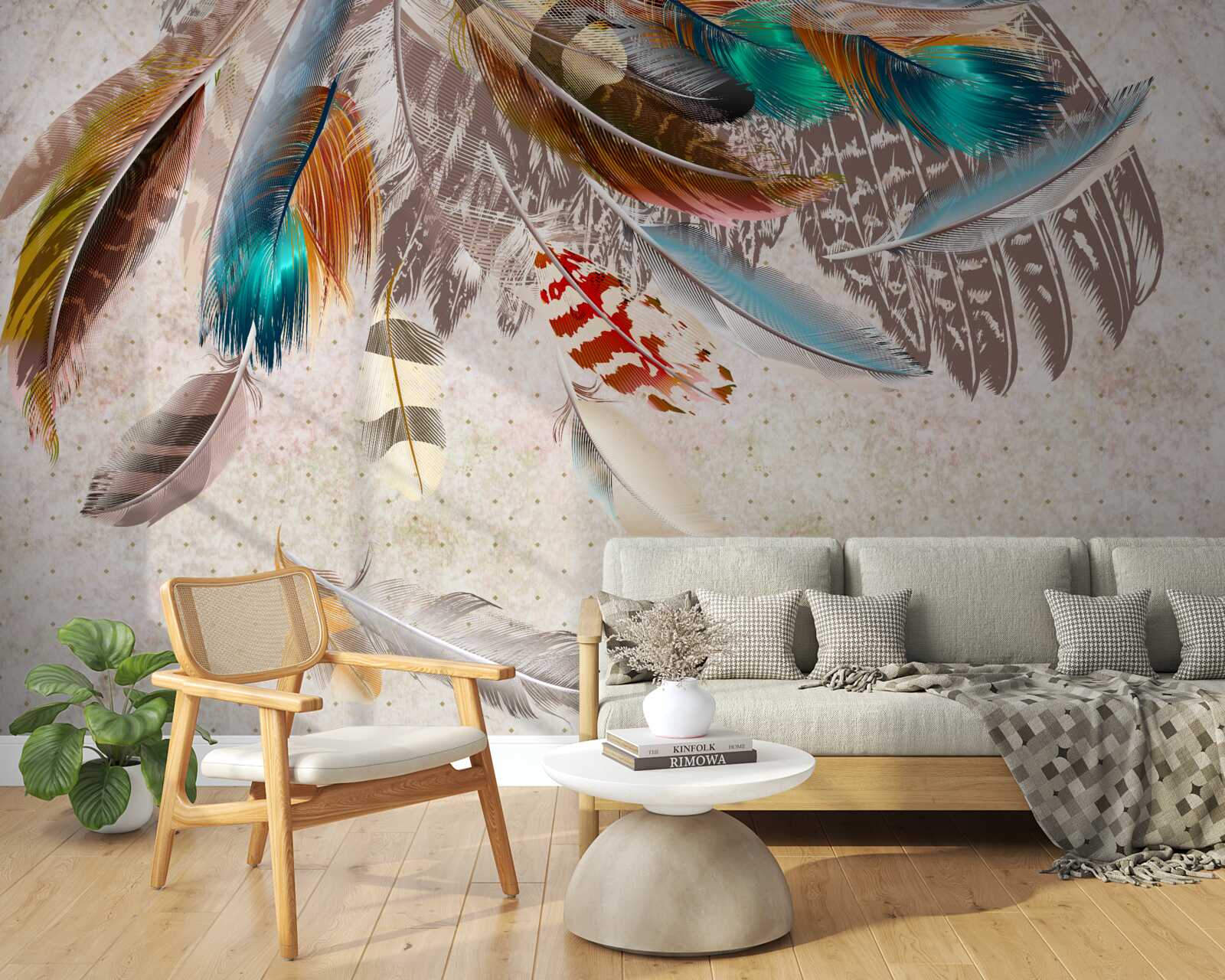 Fototapet căderea penelor multicolore