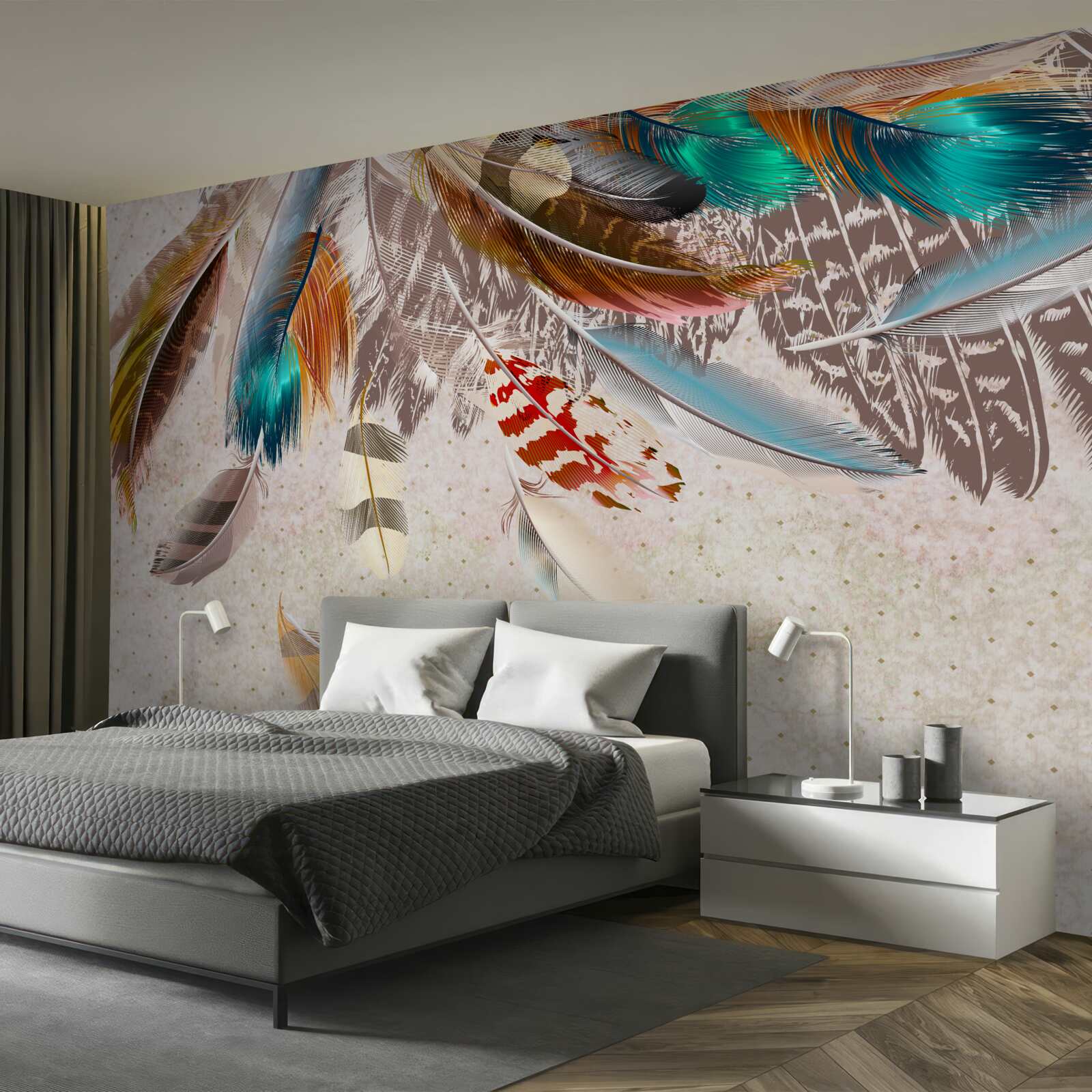 Fototapet căderea penelor multicolore