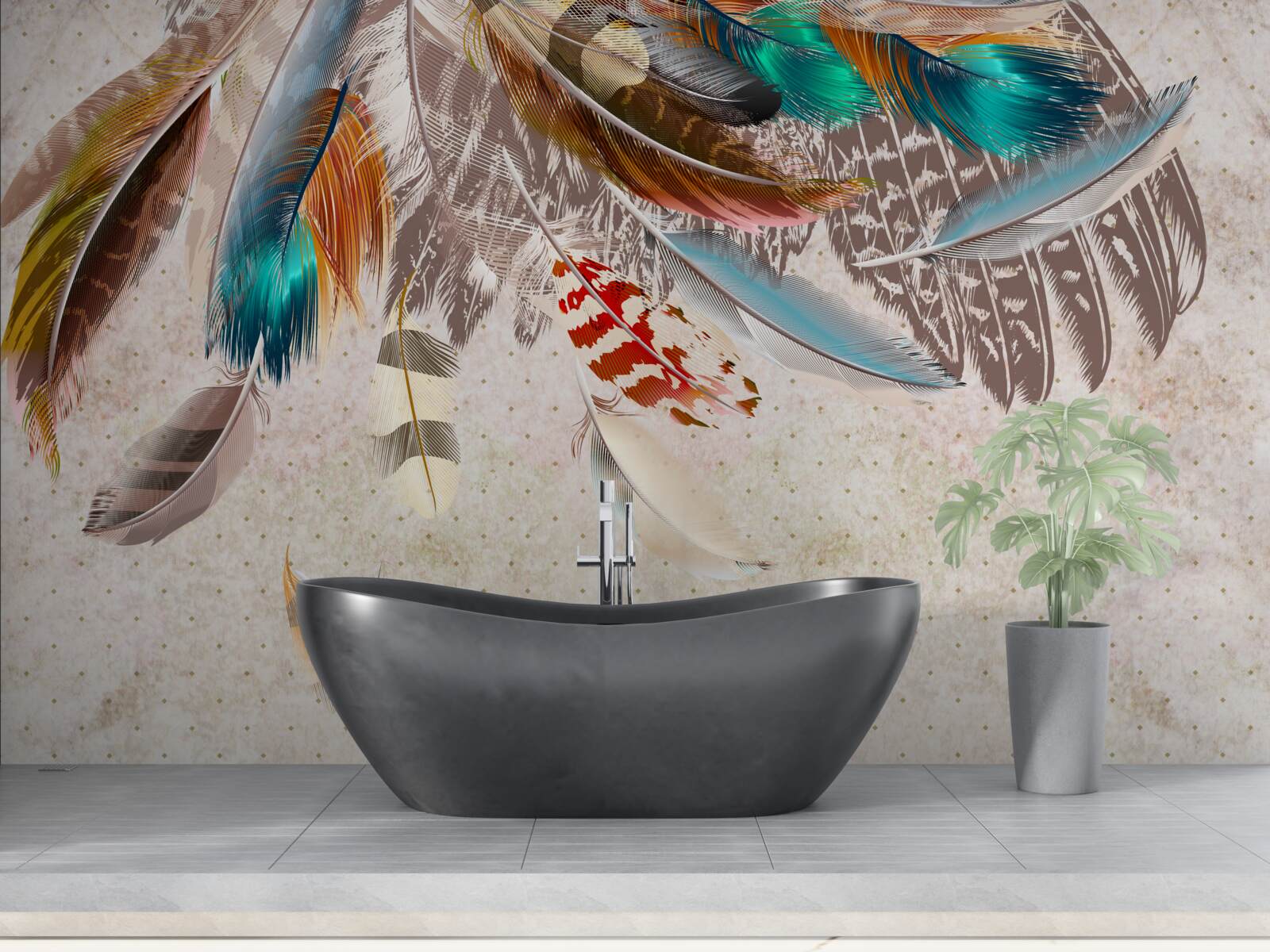 Fototapet căderea penelor multicolore