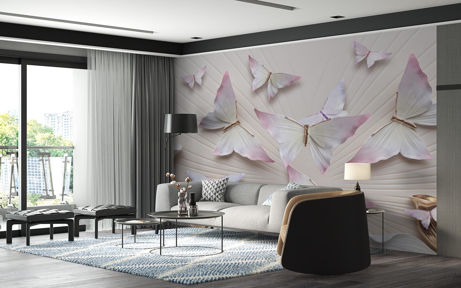 Fototapet stol de fluturi înălțându-se spre cer