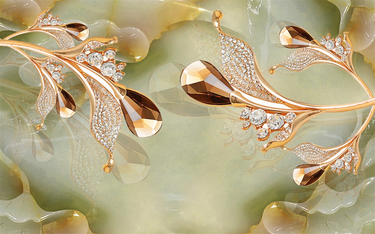 Fototapet ramuri de aur decorate