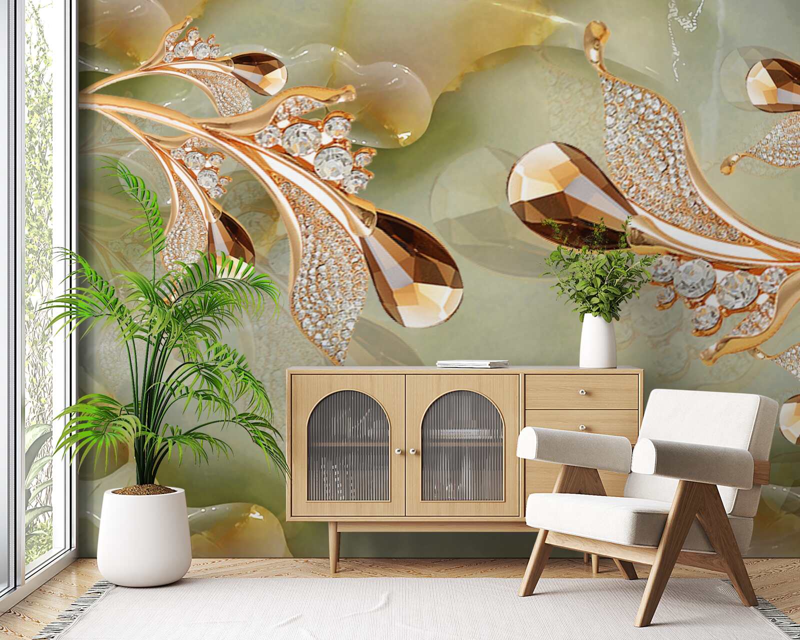 Fototapet ramuri de aur decorate