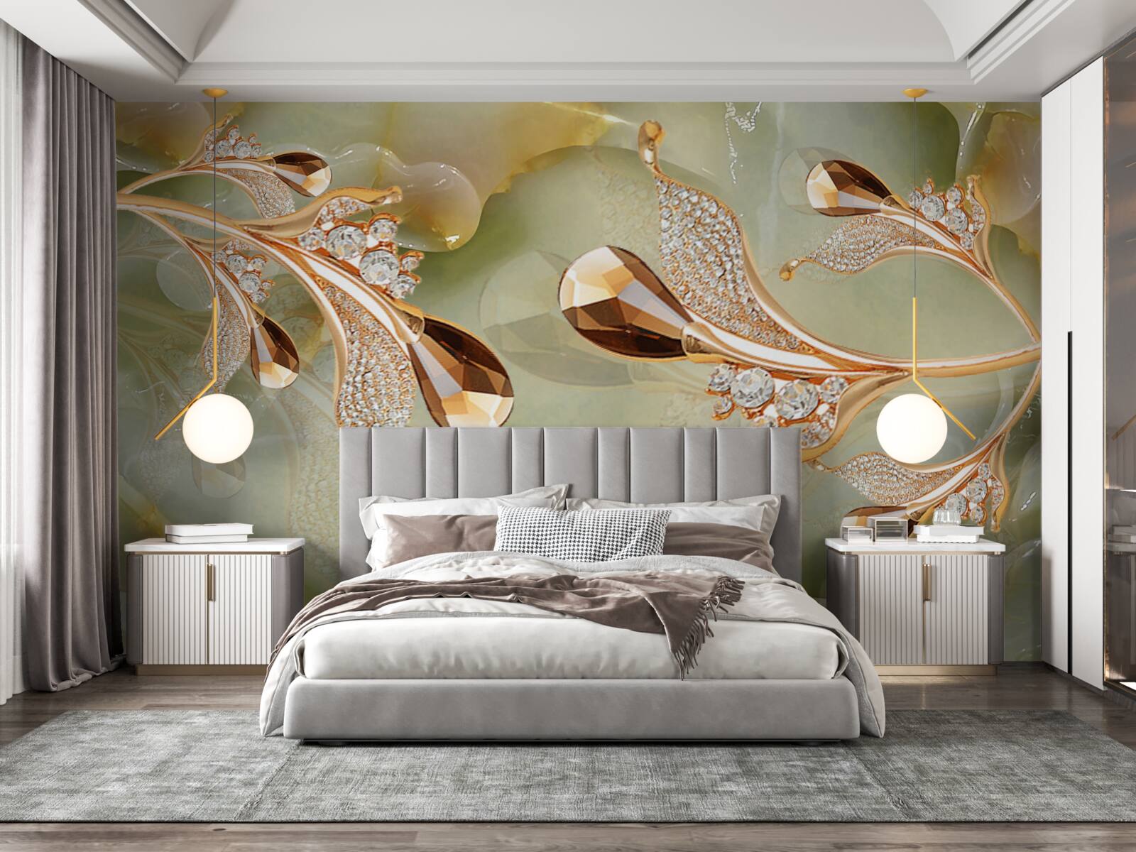 Fototapet ramuri de aur decorate