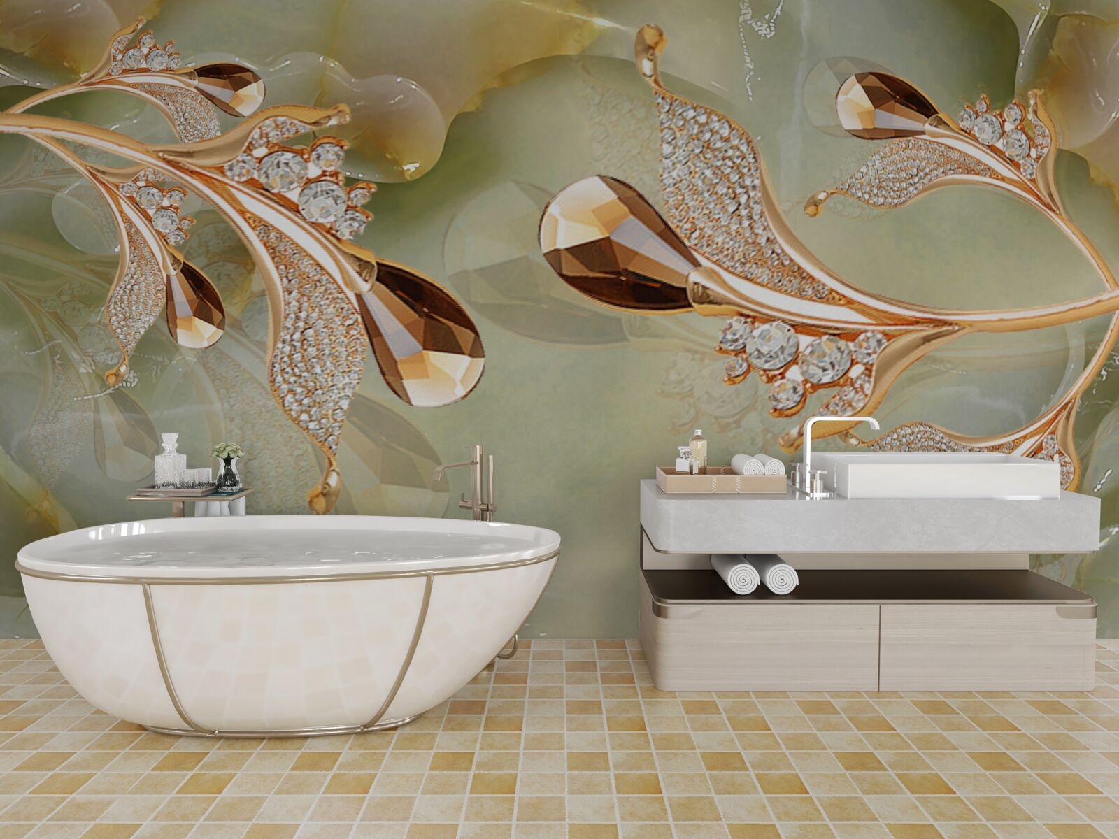 Fototapet ramuri de aur decorate