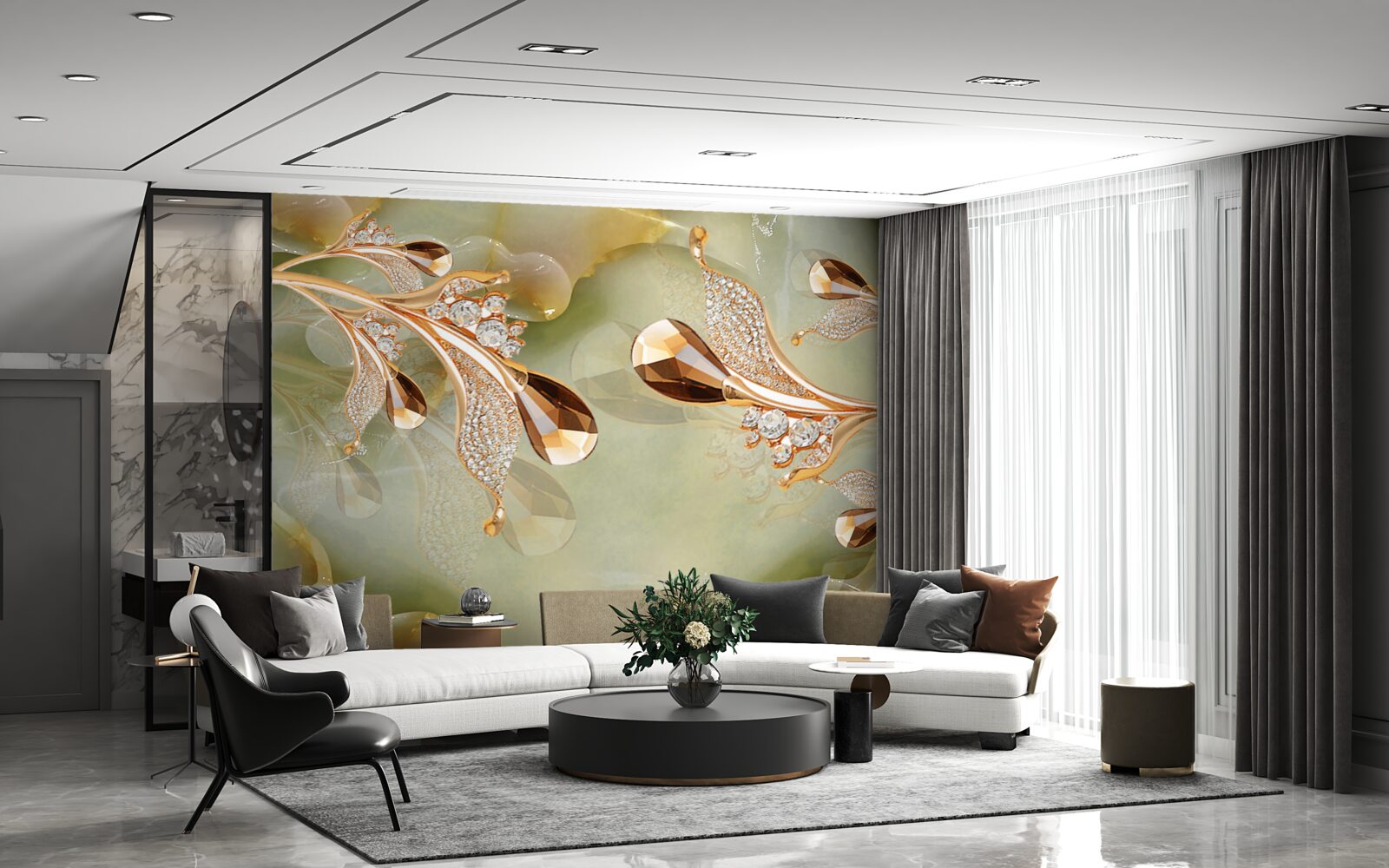 Fototapet ramuri de aur decorate