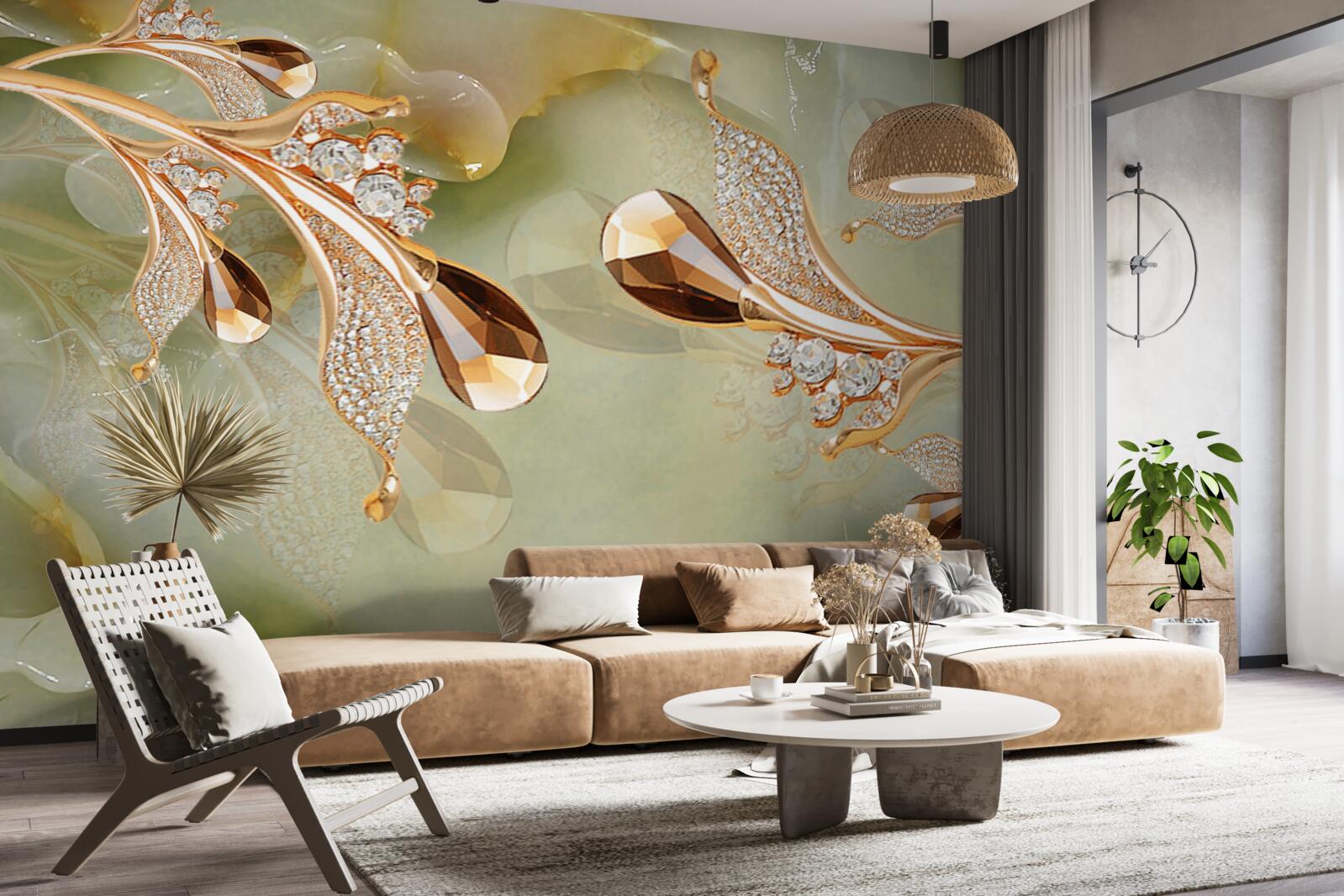 Fototapet ramuri de aur decorate