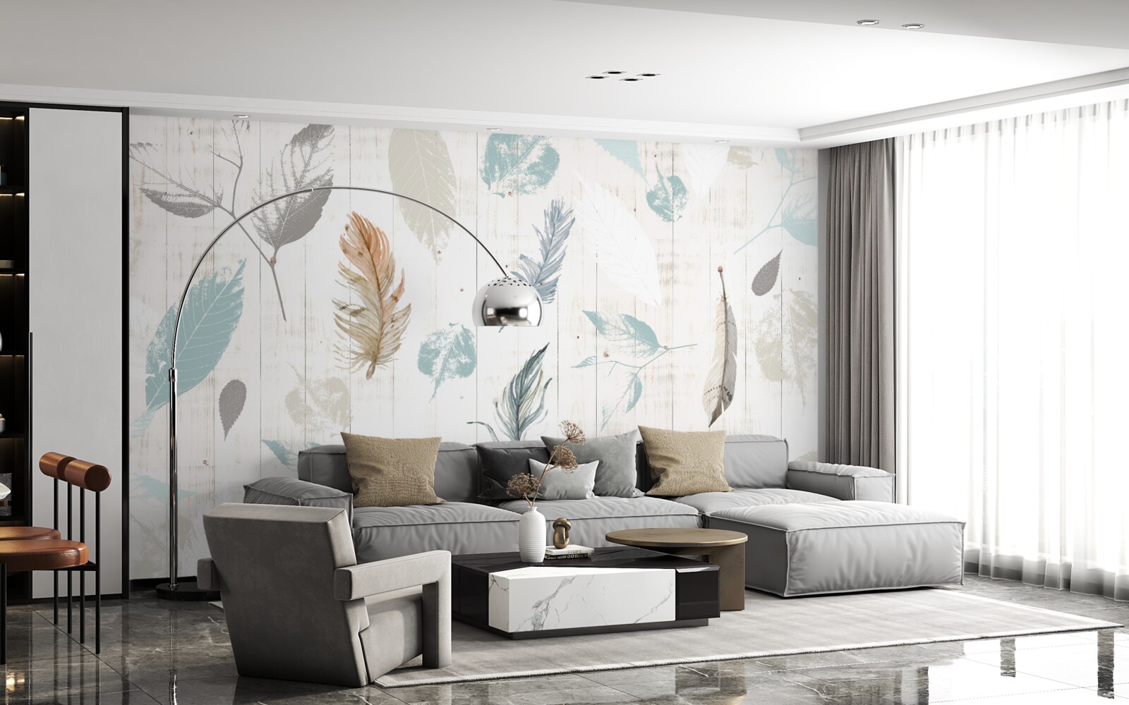 Fototapet Urme de frunze tropicale de toamnă