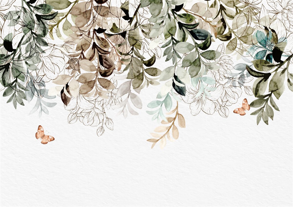 Fototapet fluturii zburdă pe sub acoperirea densă de frunze