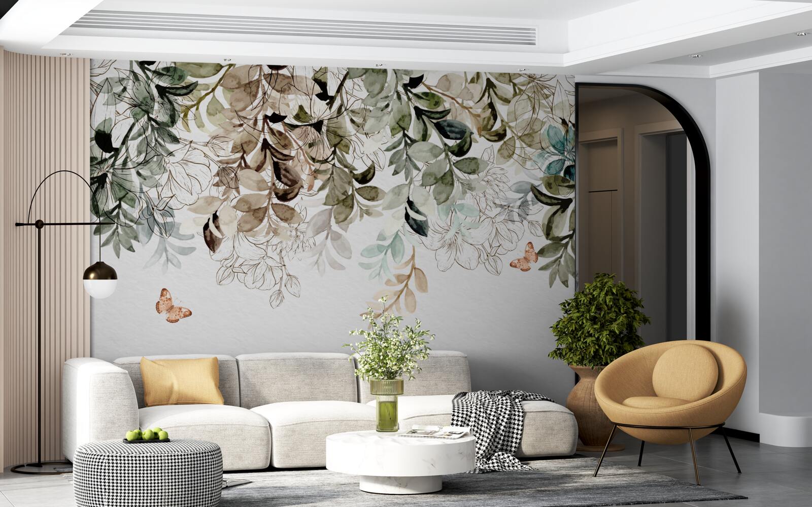 Fototapet fluturii zburdă pe sub acoperirea densă de frunze